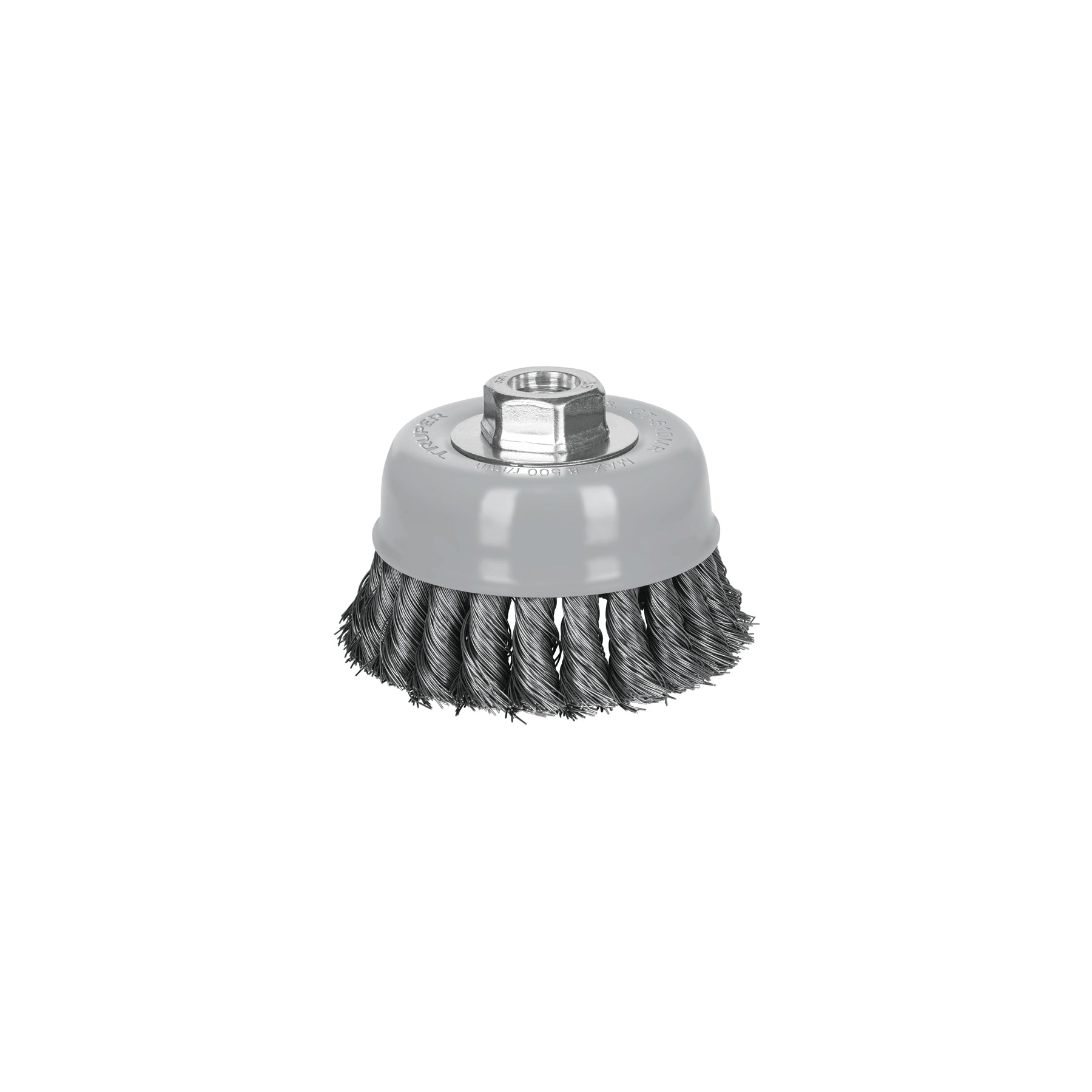 Carda copa 4" alambre trenzado fino, multi rosca, Truper
