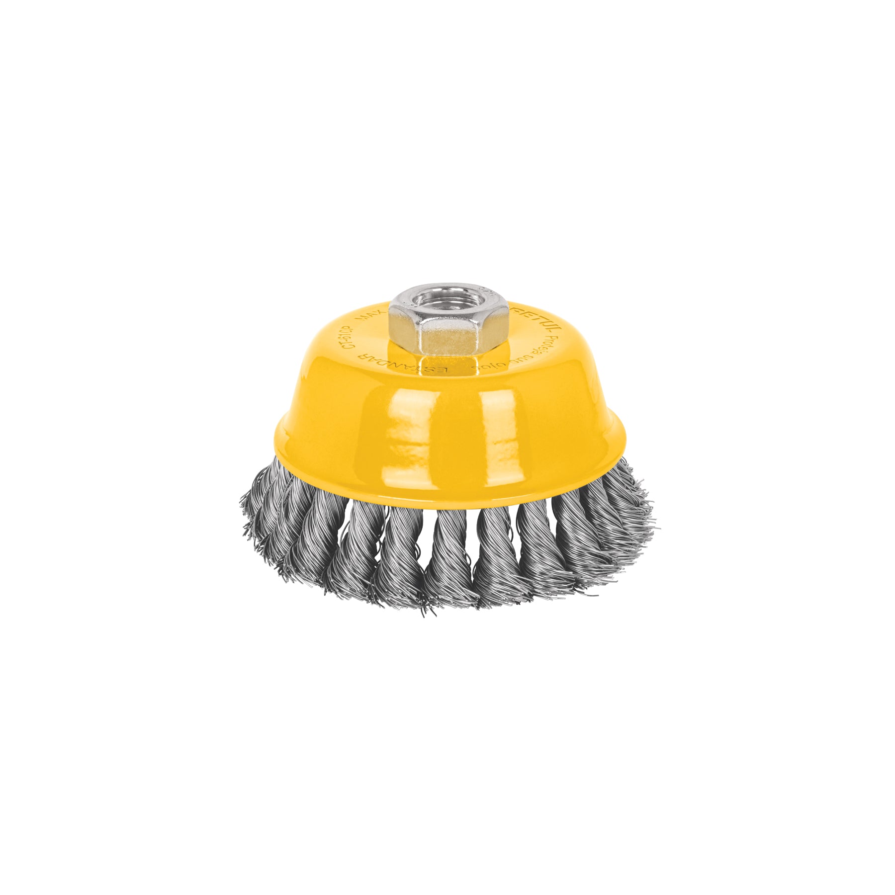 Carda copa 4" alambre trenzado fino, eje 5/8"-11, Pretul, CT-610P, 28258
