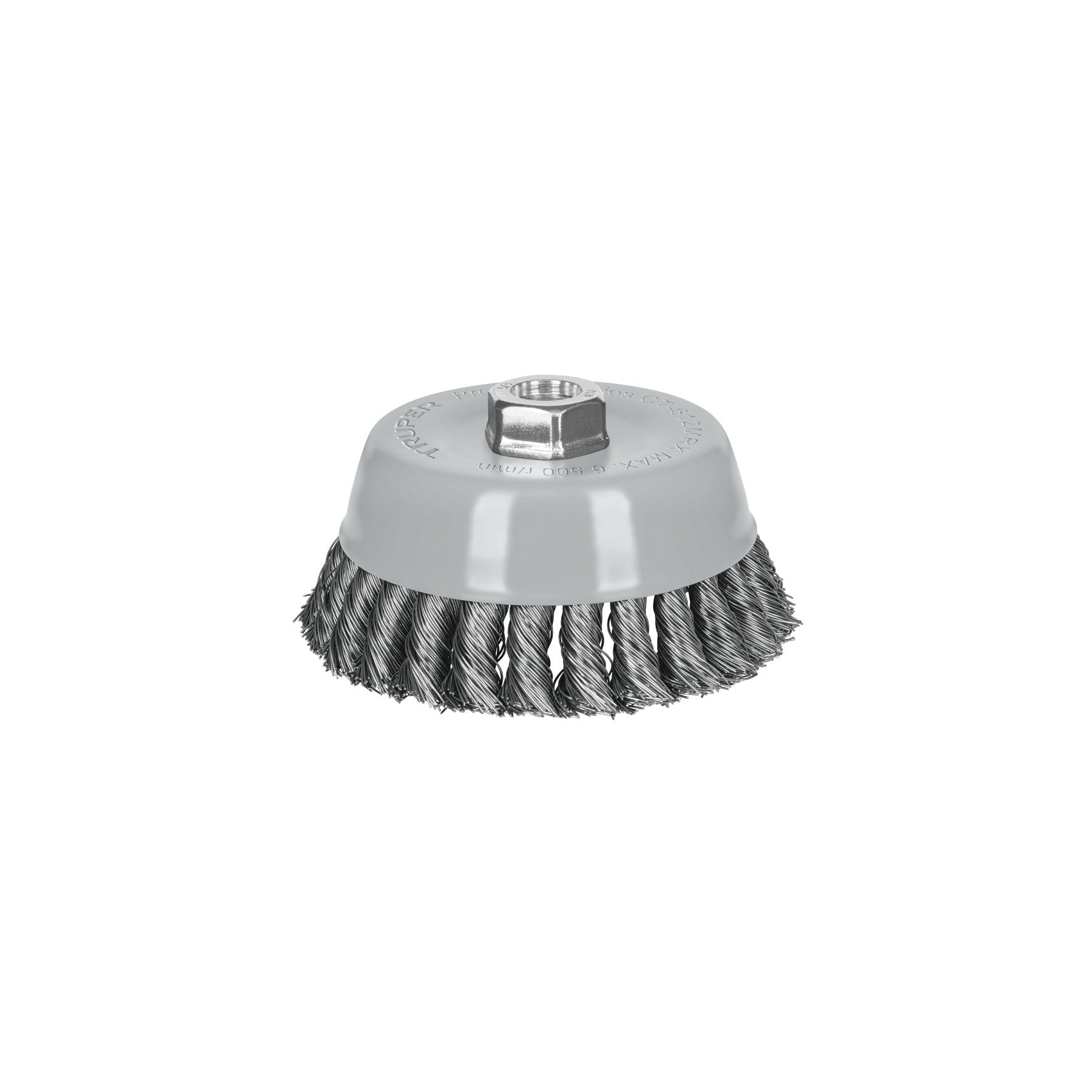 Carda copa 5" alambre trenzado grueso, multi rosca, Truper