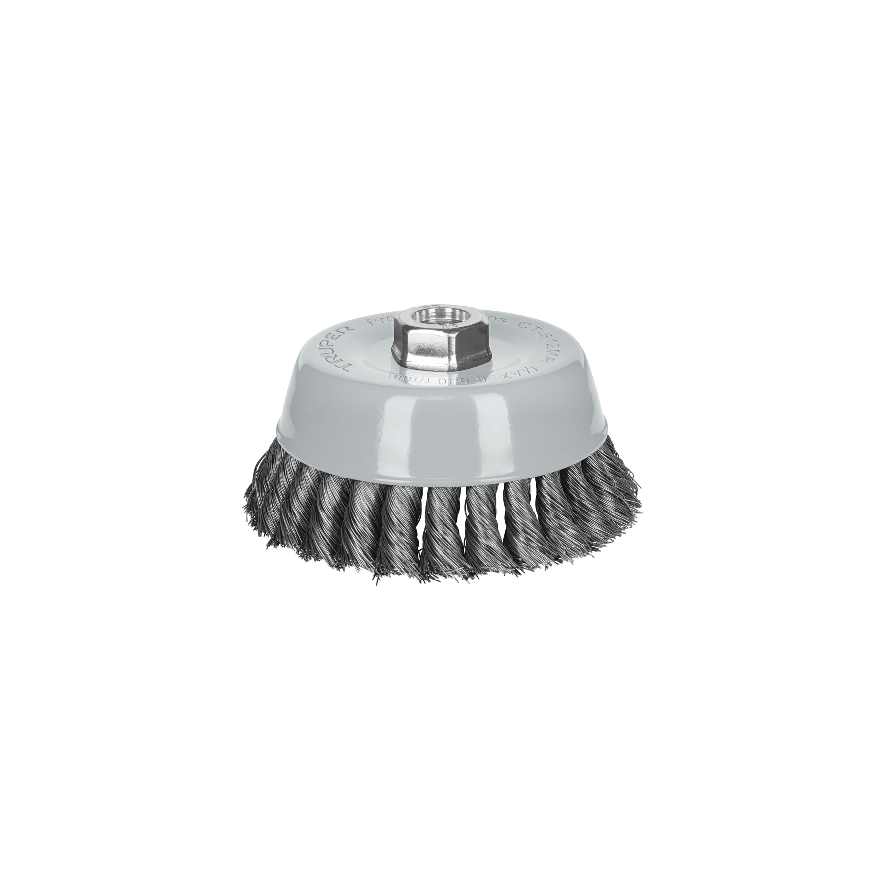Carda copa 5" alambre trenzado fino, multi rosca, Truper