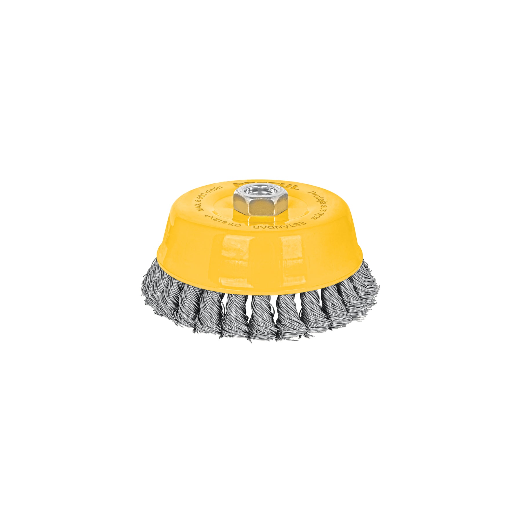 Carda copa 5" alambre trenzado grueso, eje 5/8"-11, Pretul, CT-612XP, 28261