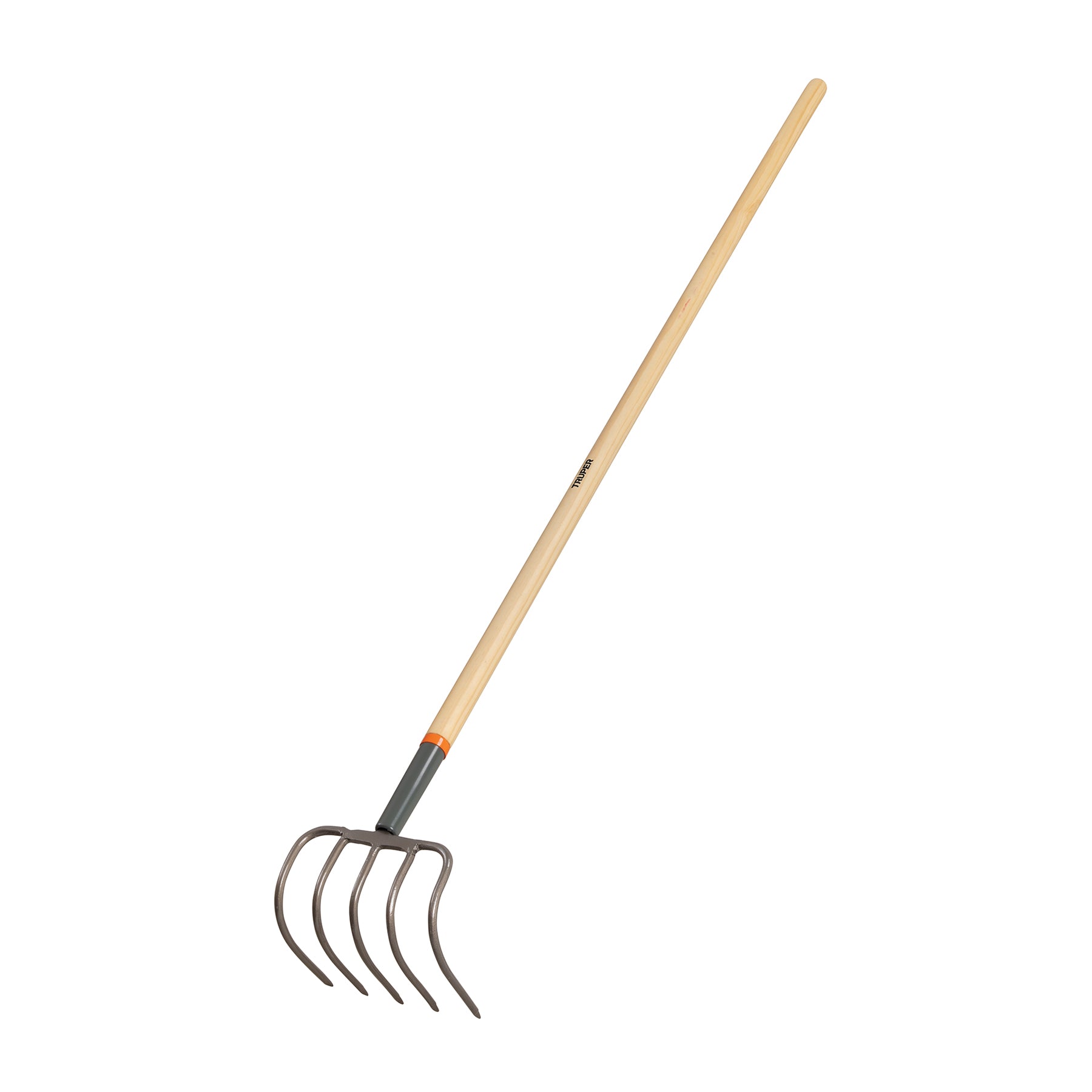 Cultivador forjado, 5 dientes, mango de madera 60", Truper