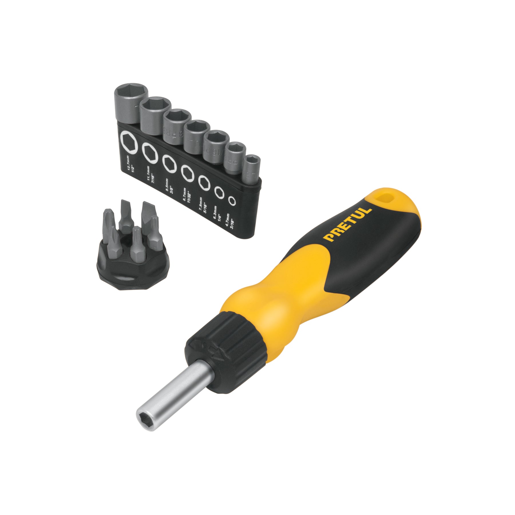 Desarmador tipo matraca con 6 puntas y 7 dados, Pretul, DES-14P, 22974