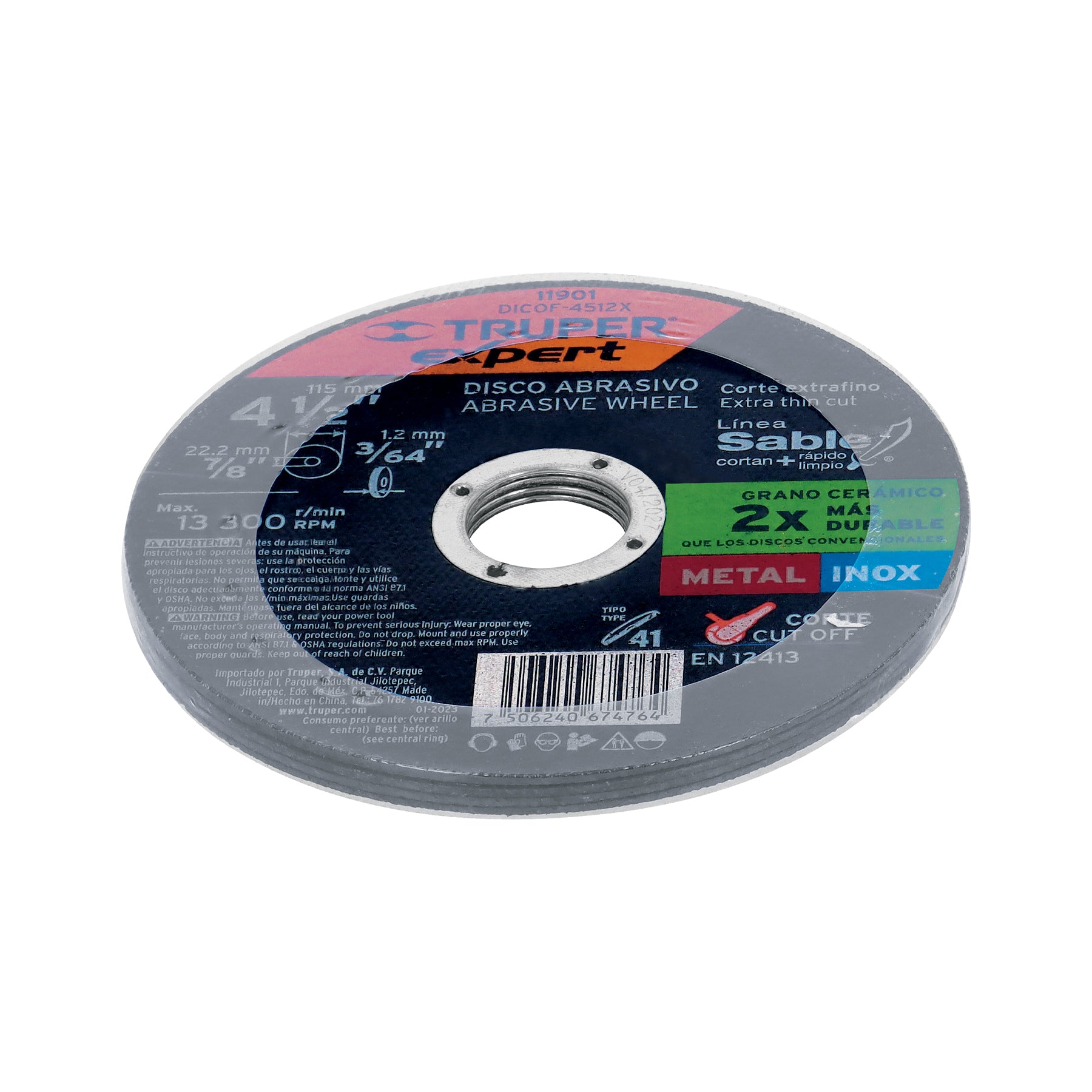 Disco Tipo 41 de 4-1/2" x 1.2 mm corte fino de metal, Expert