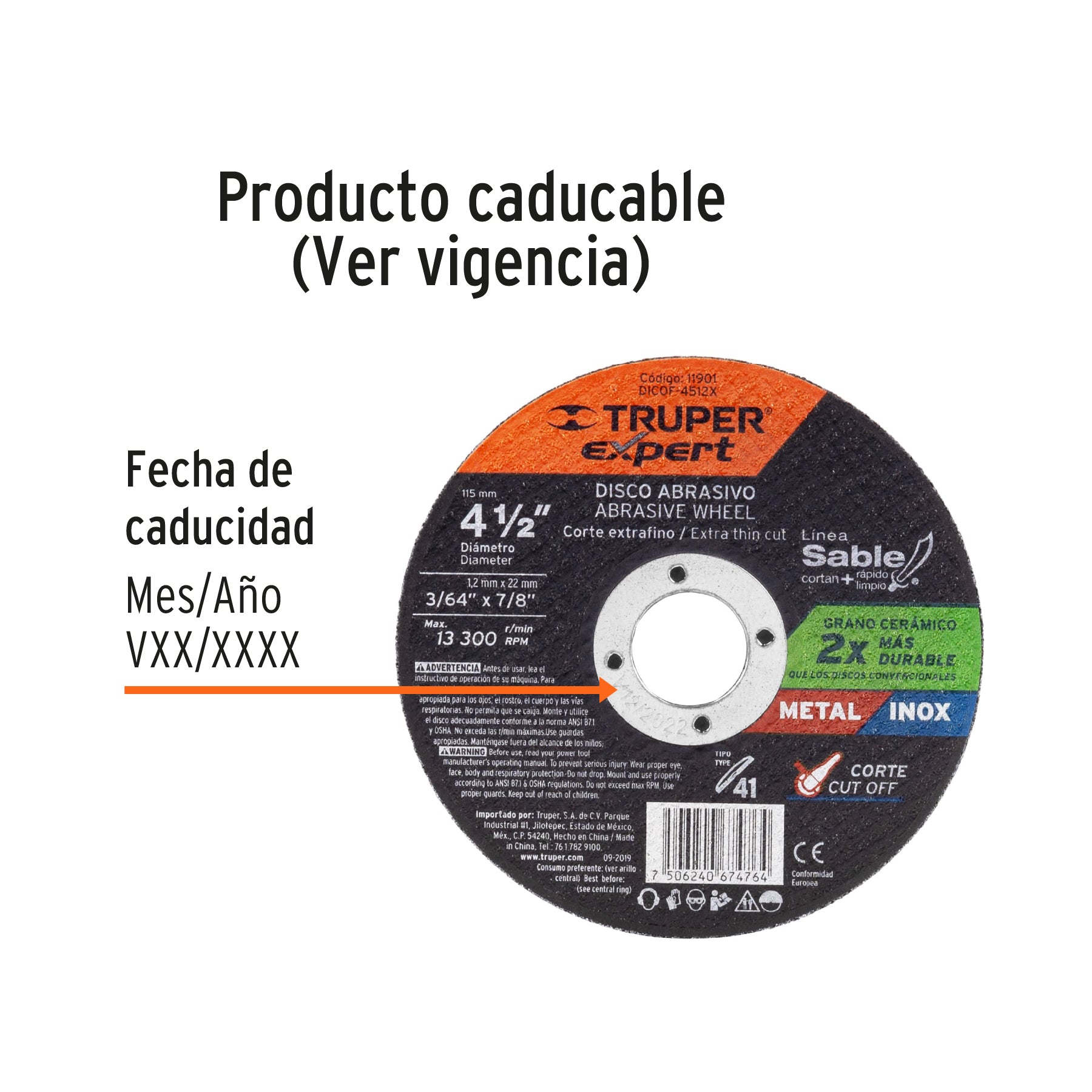 Disco Tipo 41 de 4-1/2" x 1.2 mm corte fino de metal, Expert