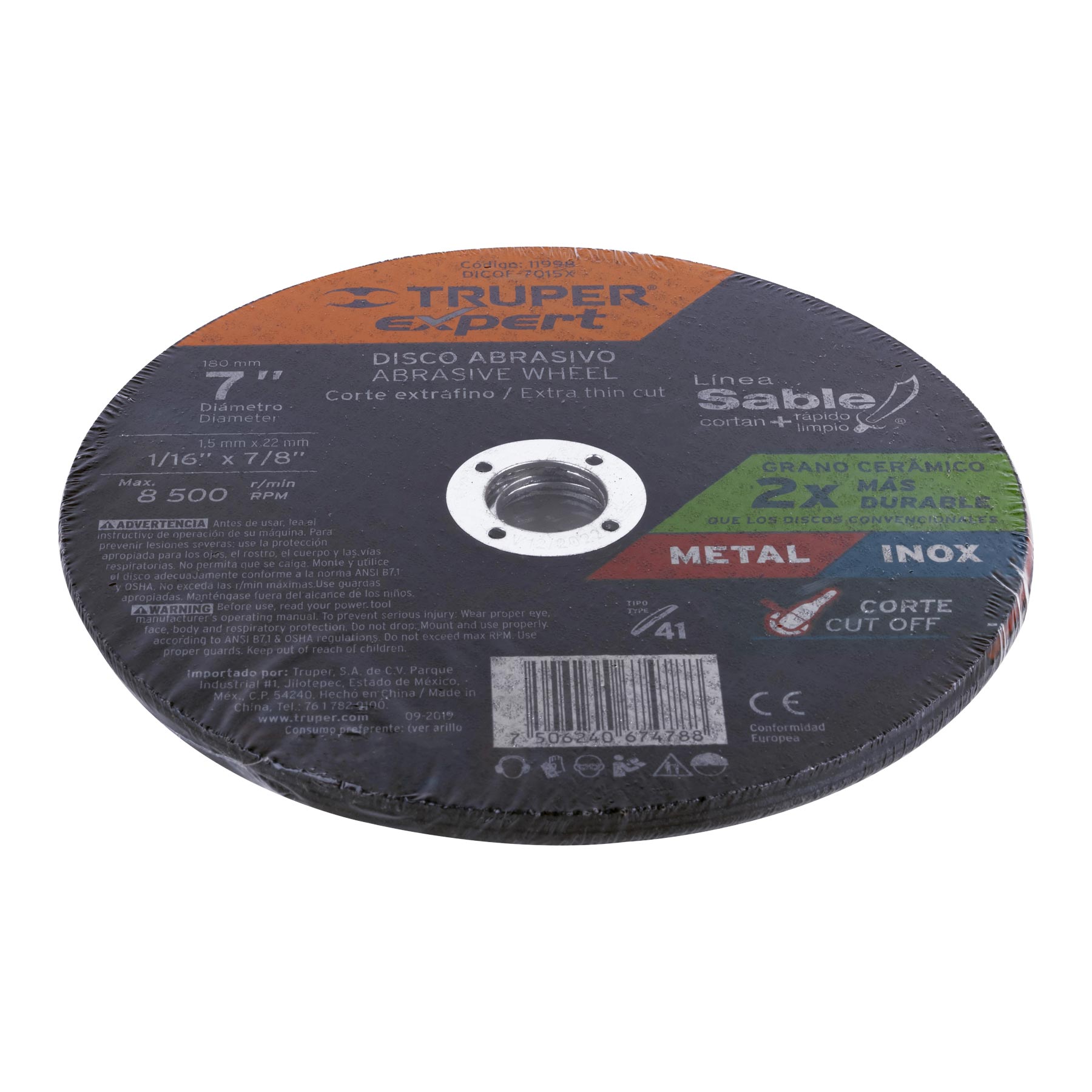 Disco Tipo 41 de 7" x 1.5 mm corte fino de metal, Expert