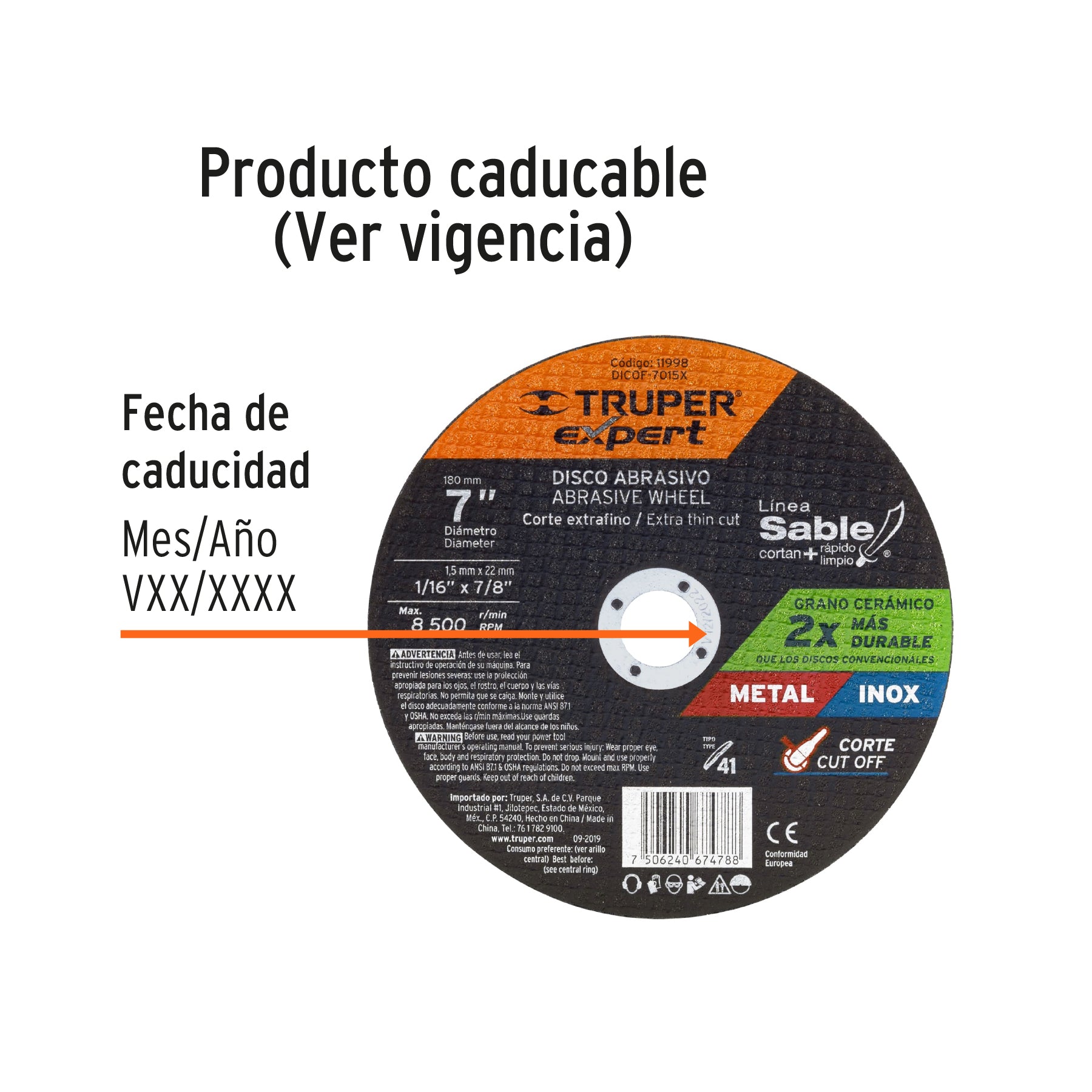 Disco Tipo 41 de 7" x 1.5 mm corte fino de metal, Expert
