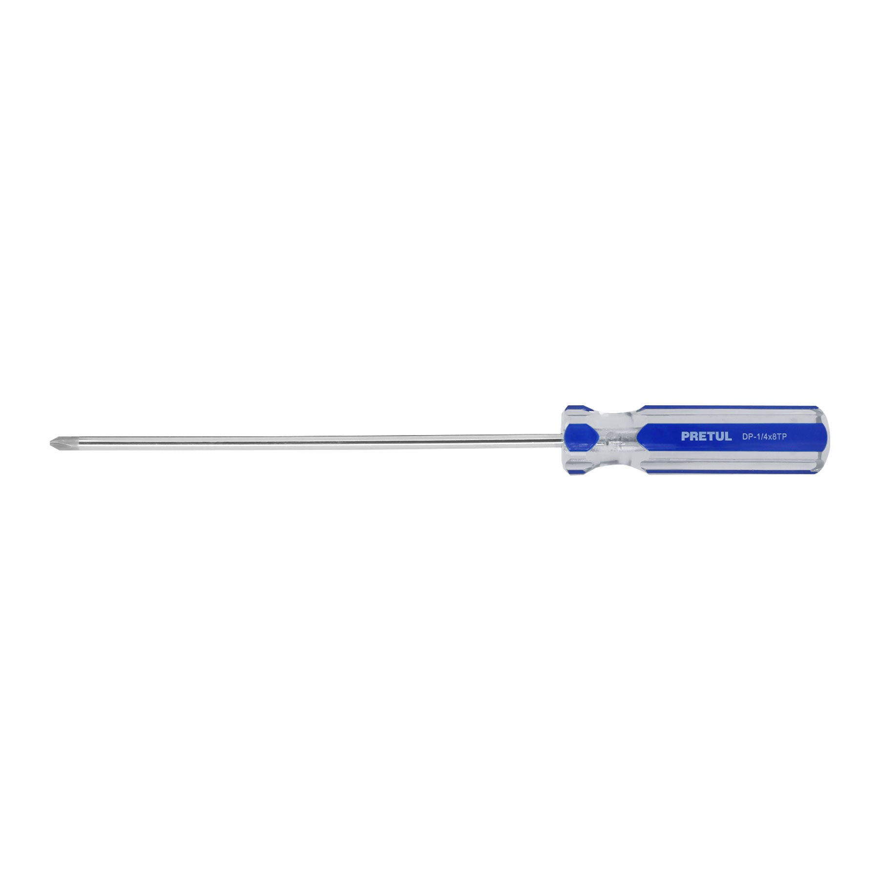 Desarmador de cruz 1/4 x 8" mango de PVC, Pretul, DP-1/4X8TP, 21475