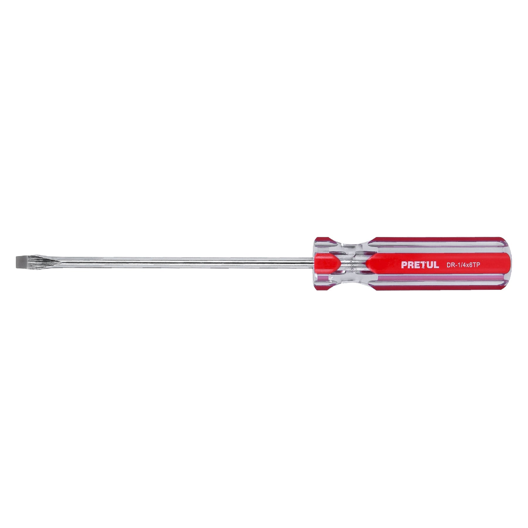 Desarmador plano 1/4 x 6" mango de PVC, Pretul, DR-1/4X6TP, 21462