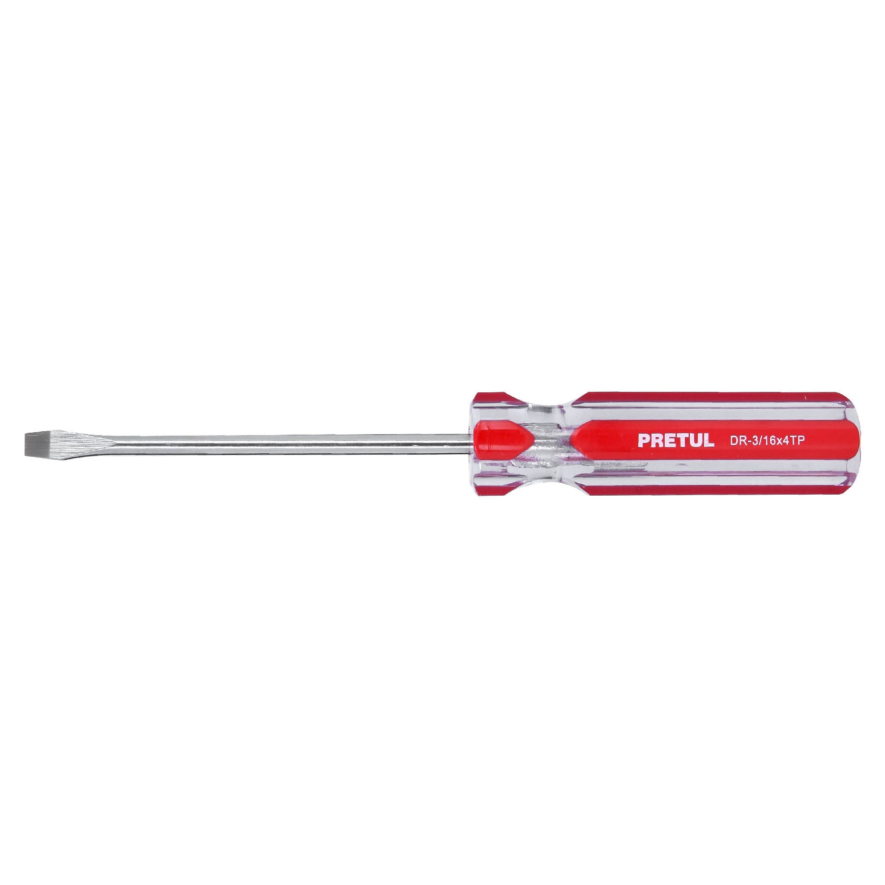 Desarmador plano 3/16 x 4" mango de PVC, Pretul, DR-3/16X4TP, 21458
