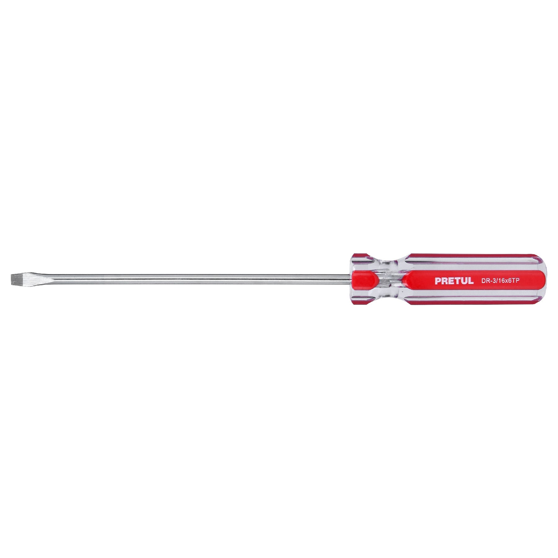 Desarmador plano 3/16 x 6" mango de PVC, Pretul, DR-3/16X6TP, 21457