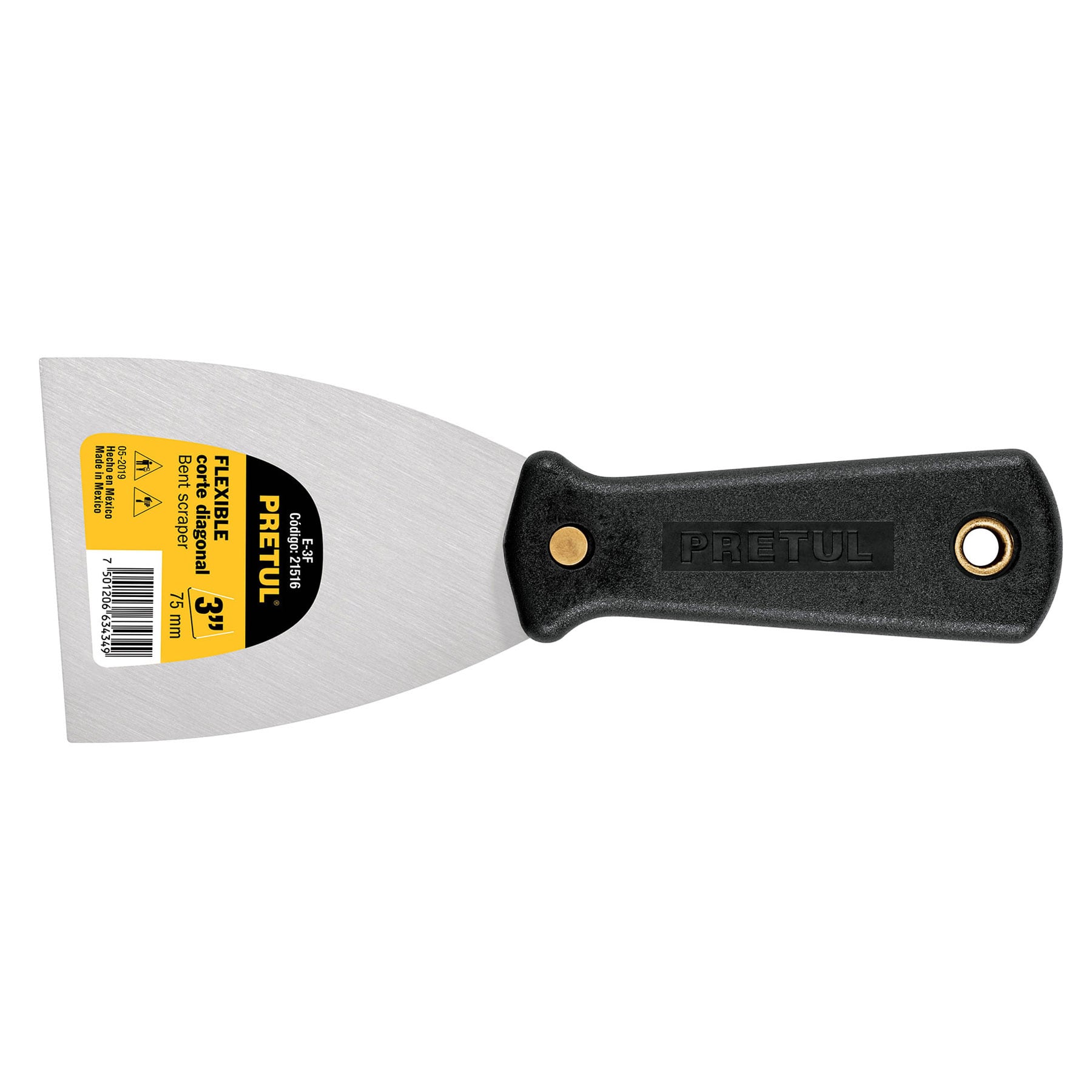 Espátula flexible 3" con mango de plástico, Pretul