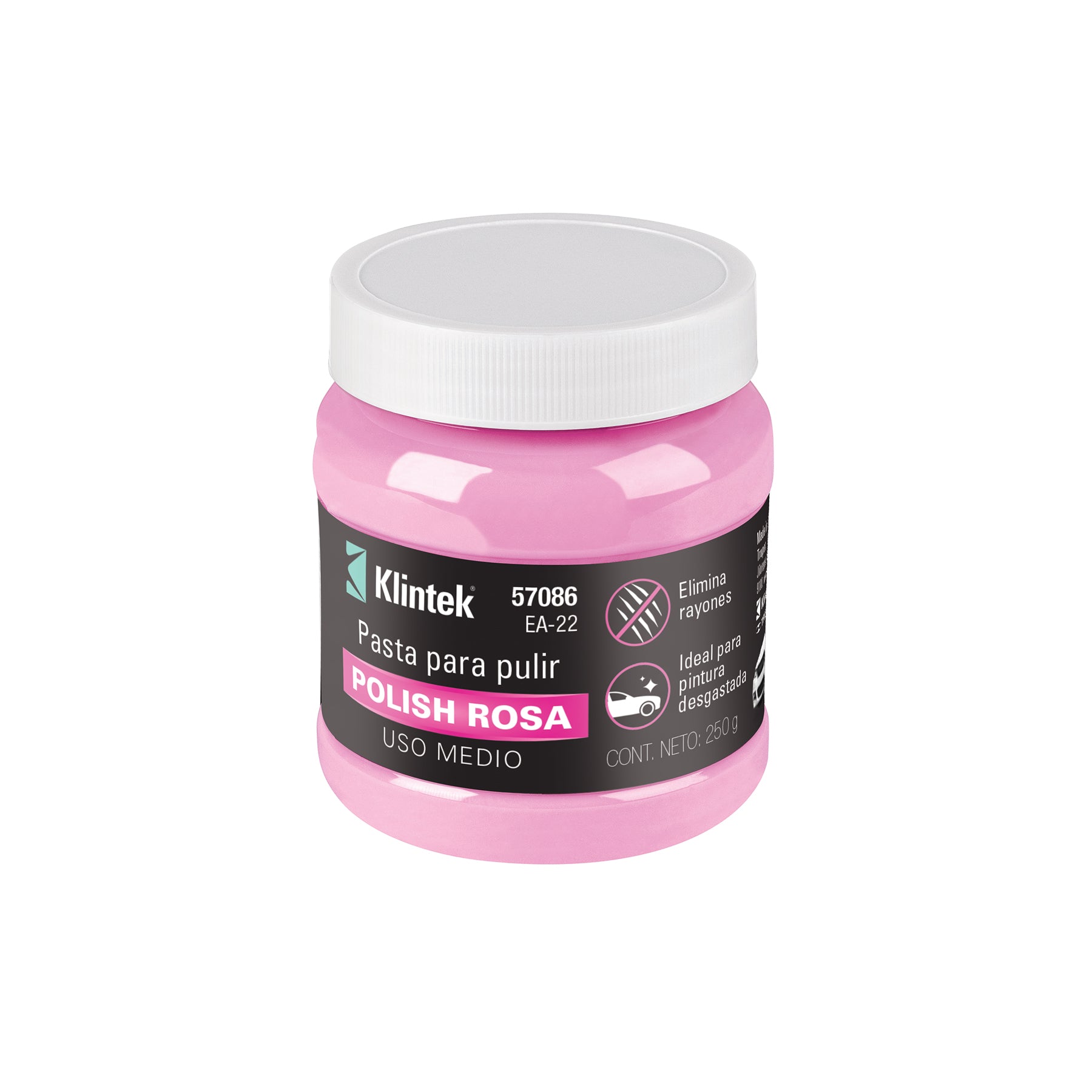 Polish en pasta rosa para auto, 250 g, uso medio, Klintek