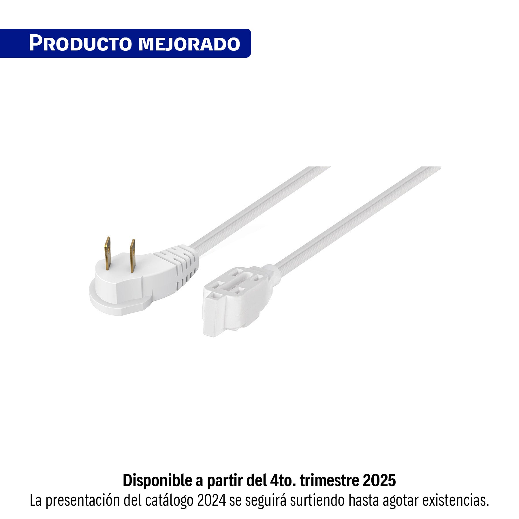 Extensión eléctrica doméstica 4 m clavija plana, blanca, Volteck, ED-4B, 48012
