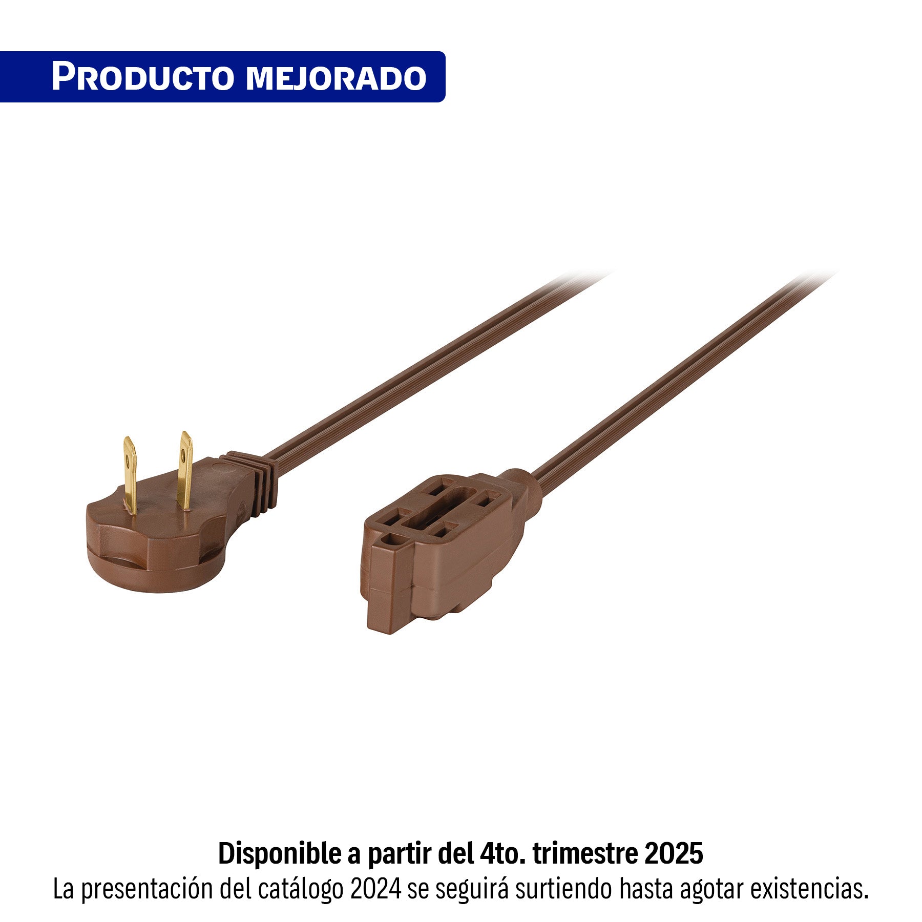 Extensión eléctrica doméstica 5 m clavija plana, café