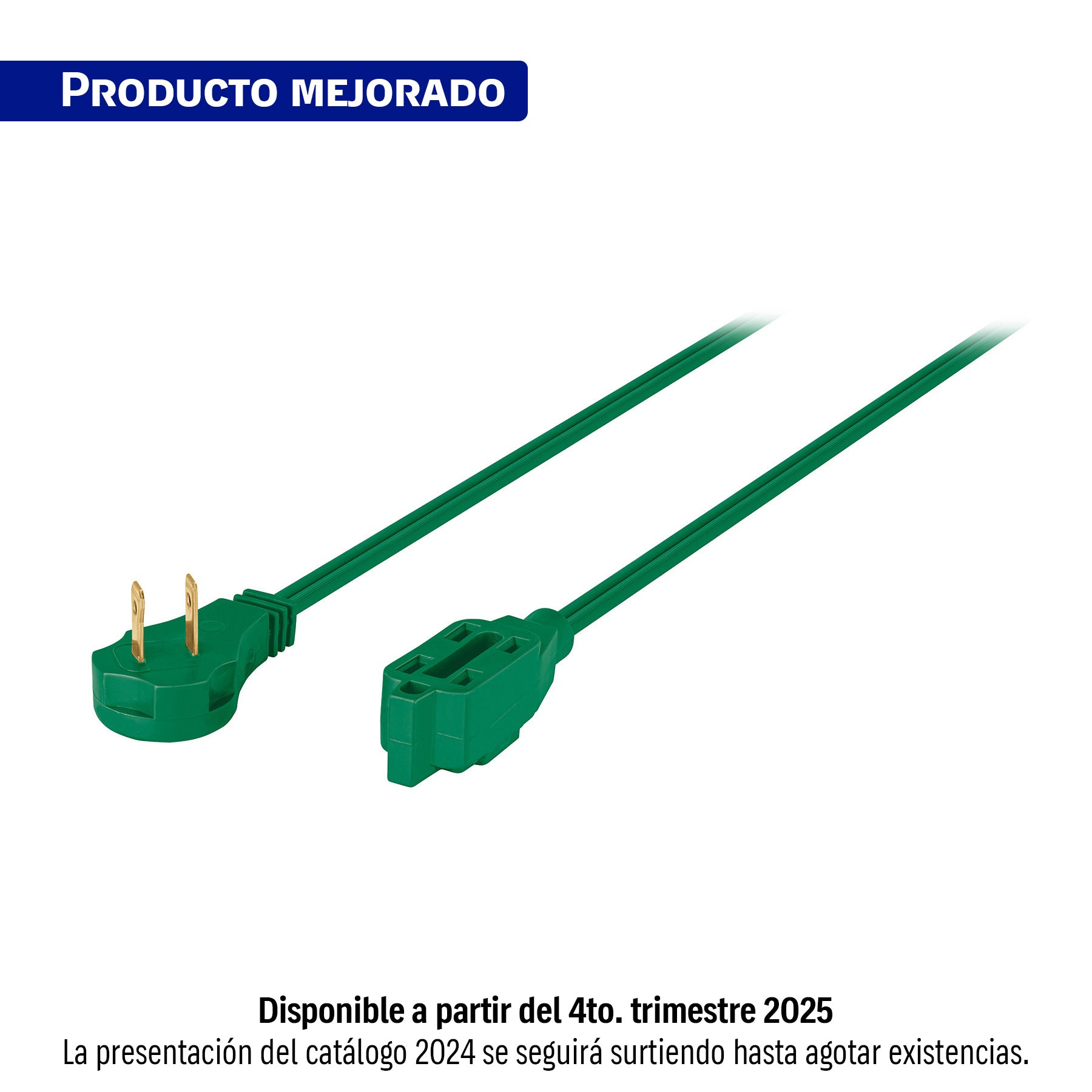 Extensión eléctrica doméstica 6 m clavija plana, verde, Volteck, ED-6V, 48026