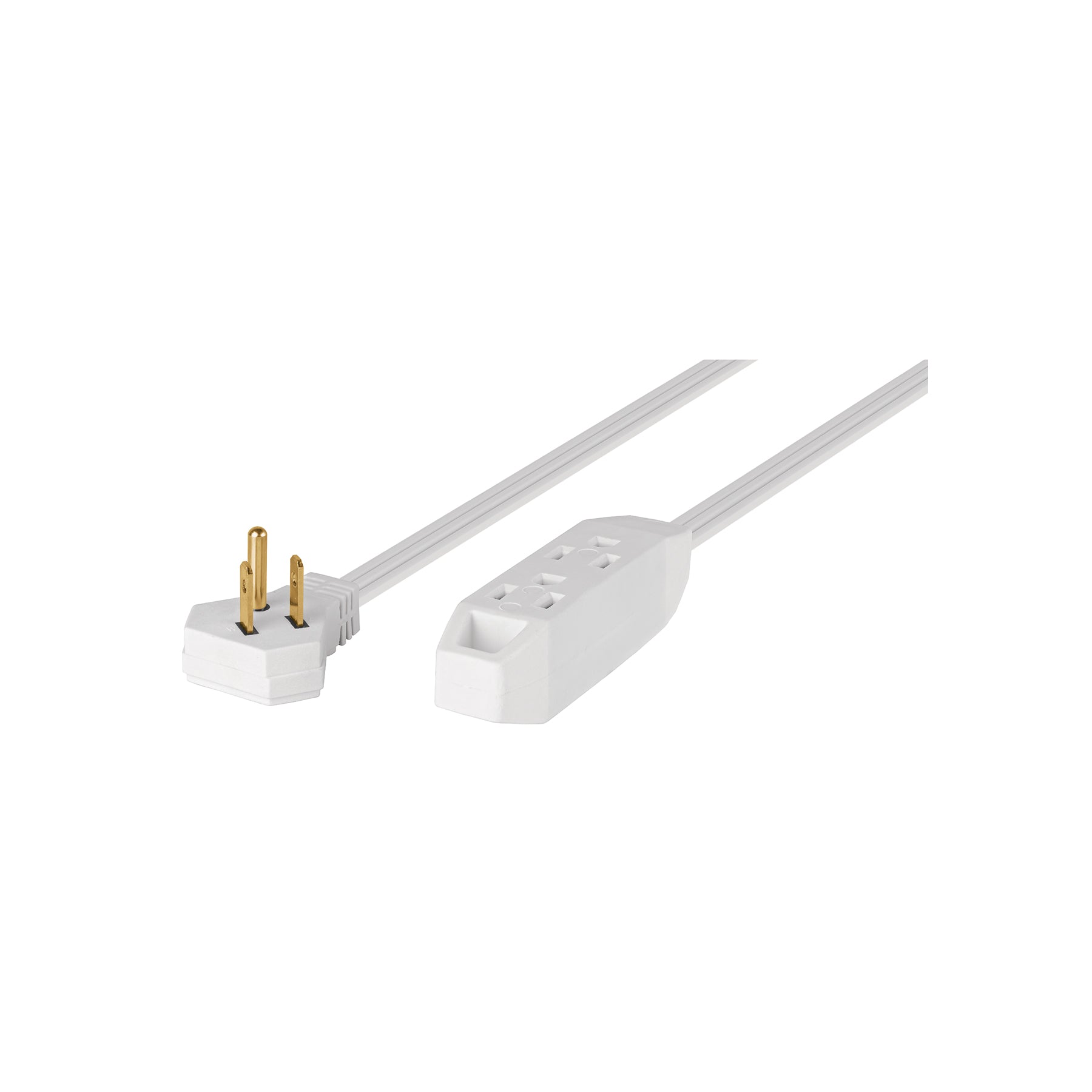 Extensión doméstica aterrizada 2 m blanca con clavija plana, Volteck, EDA-2B, 46987