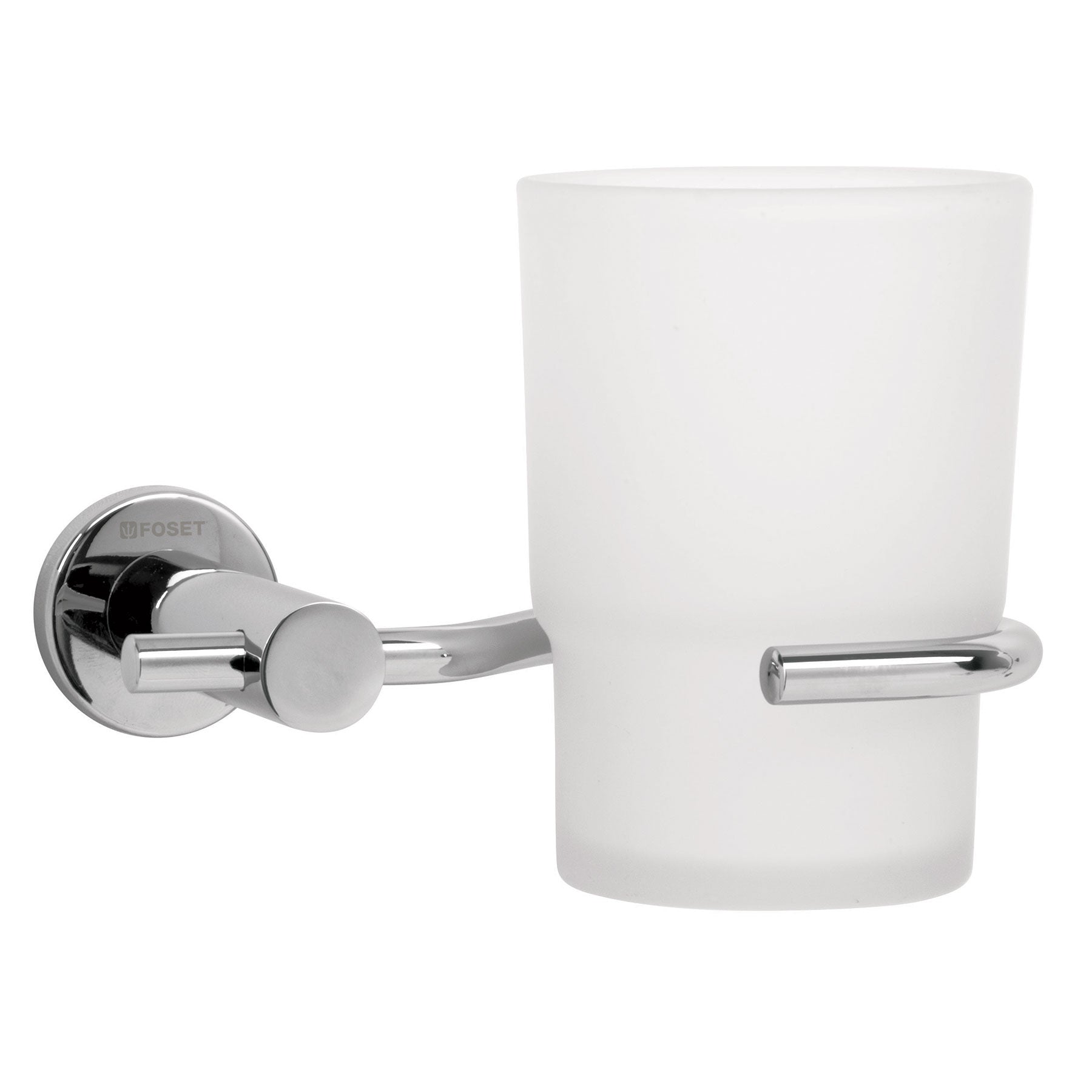 Portavaso cepillero cromo con vaso de vidrio ELEMENT, Foset, ELA-71, 49668