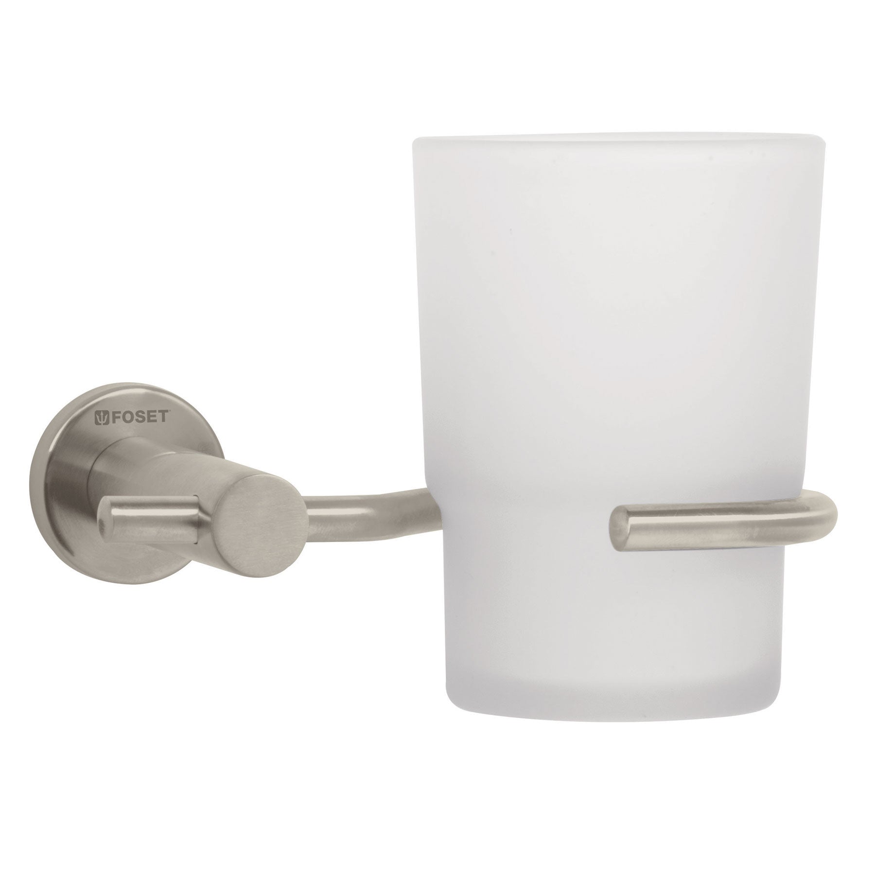 Portavaso cepillero satín con vaso de vidrio ELEMENT, Foset, ELA-71N, 49674