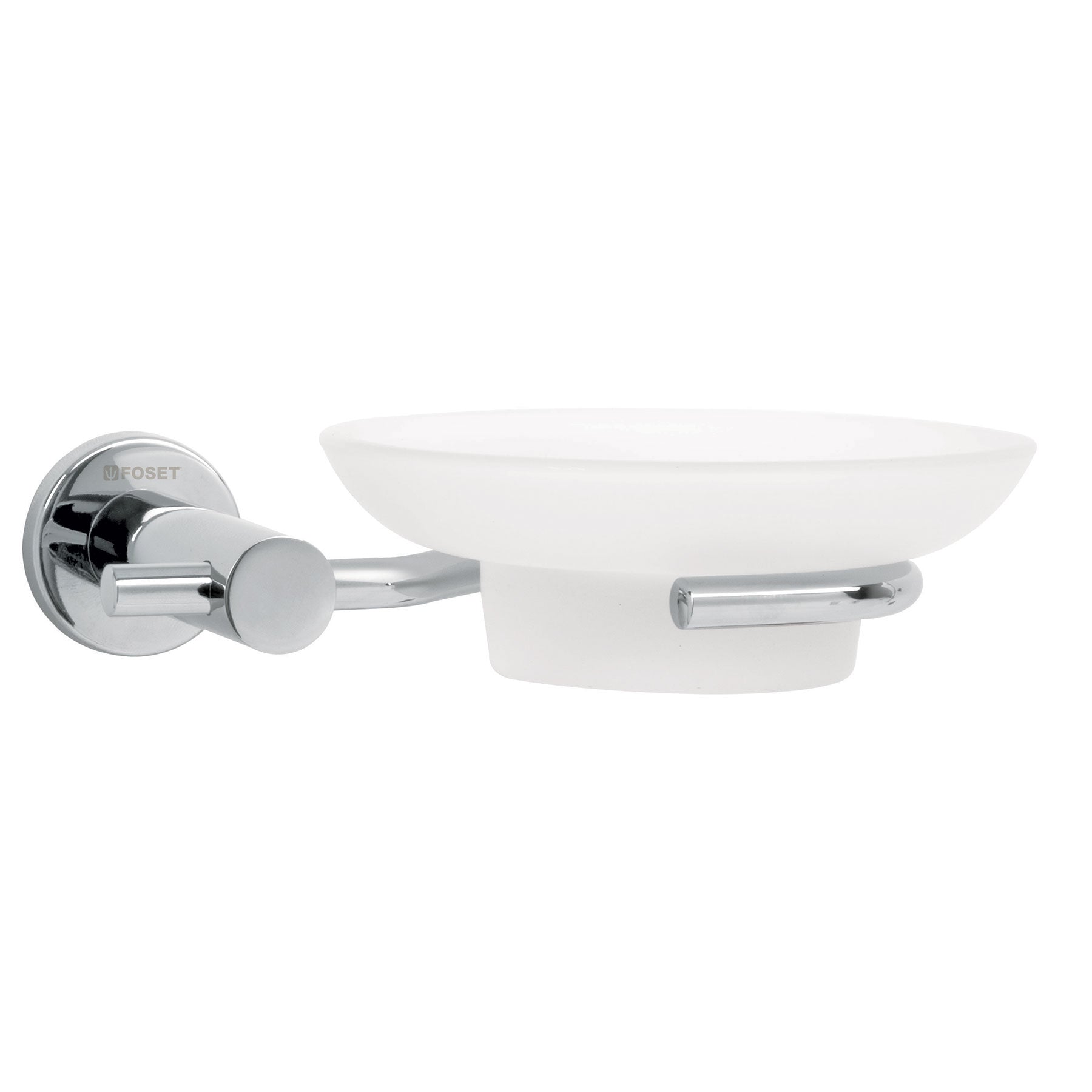 Jabonera metálica cromo con plato de vidrio ELEMENT, Foset, ELA-74, 49669