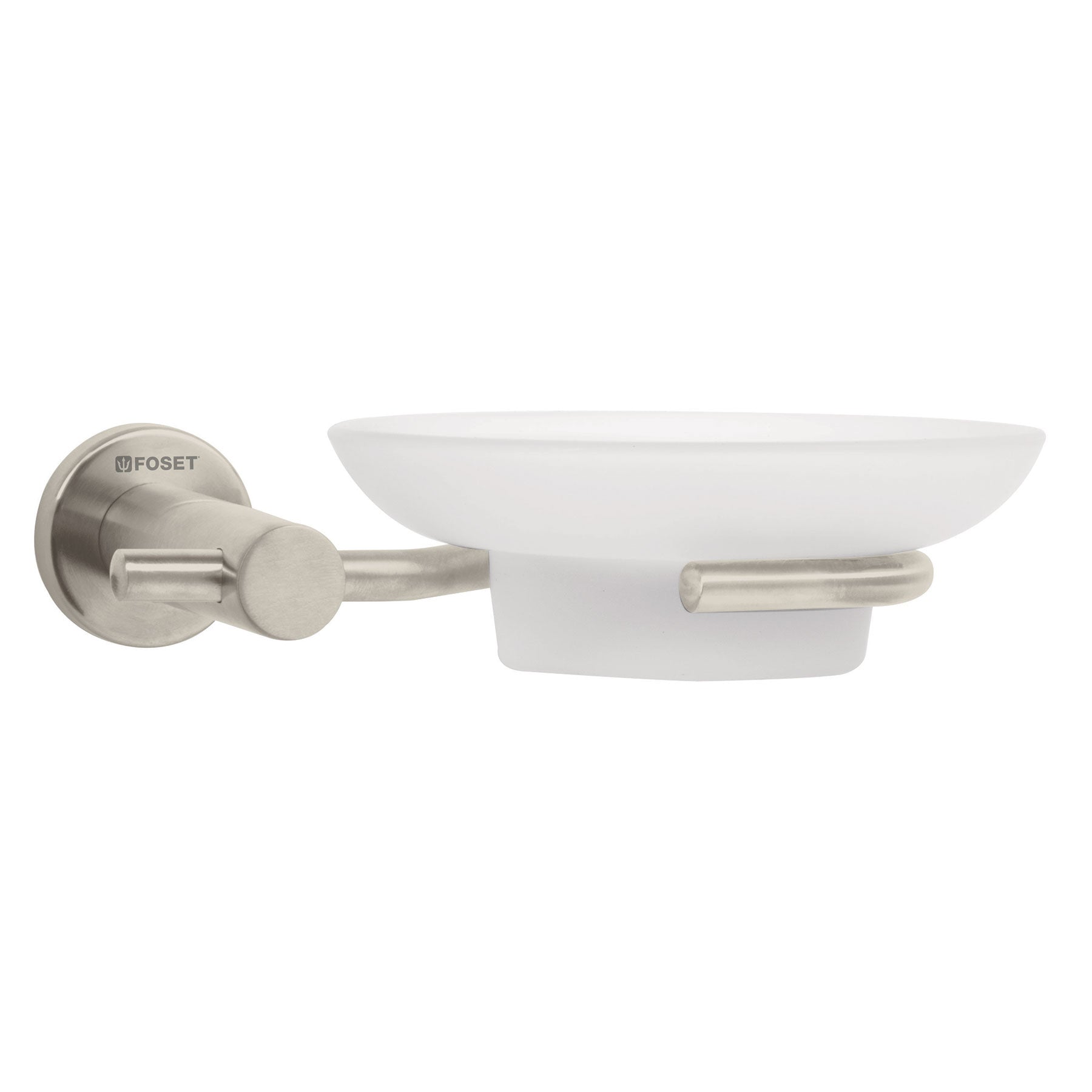 Jabonera metálica satín con plato de vidrio ELEMENT, Foset, ELA-74N, 49675