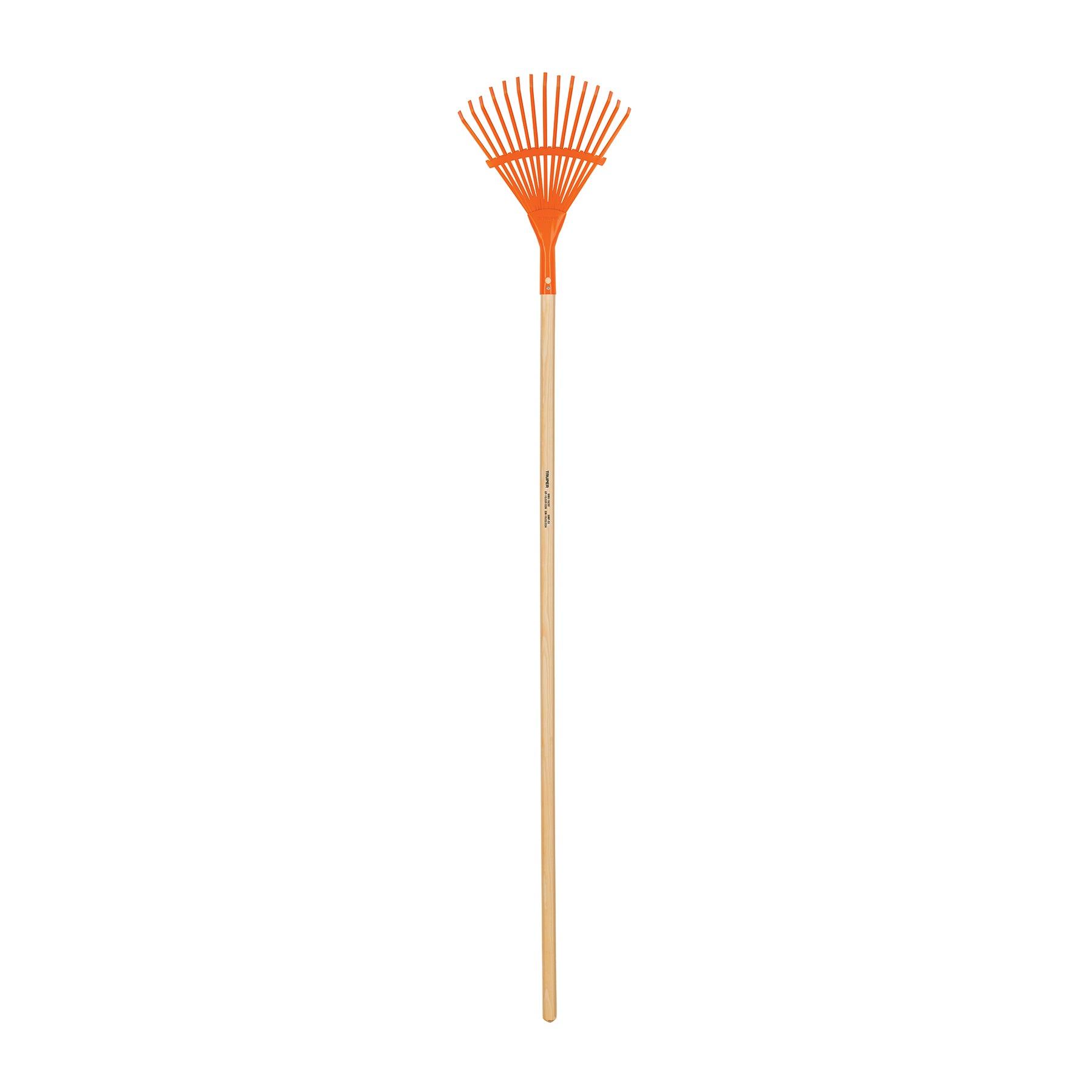 Escoba metálica para jardín, curva, 15 dientes, mango 48"