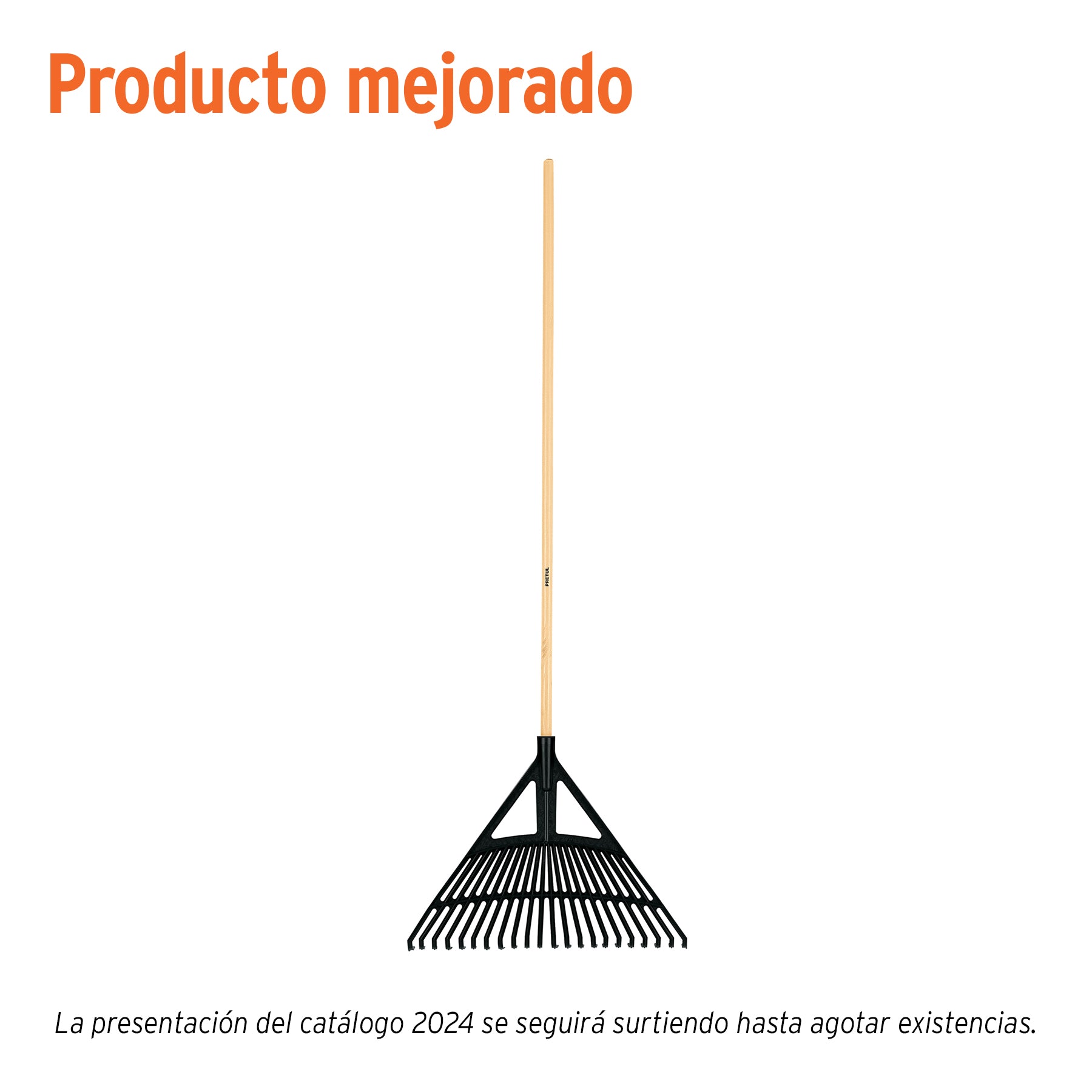 Escoba plástica para jardín, flex. 22 dientes, mango 48", Pretul, EP-22P, 21430