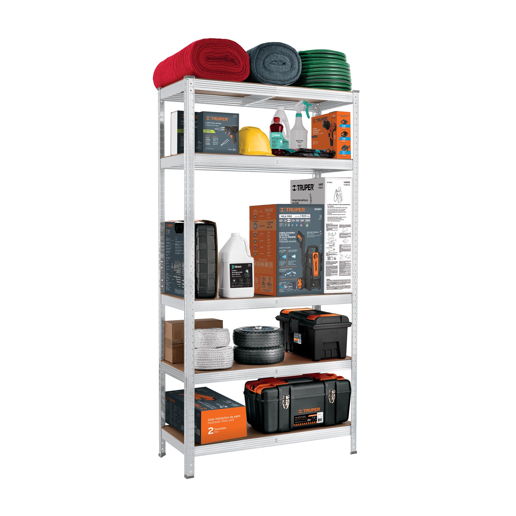 Estante metálico 5 repisas MDF cap. 35 Kg,180x40x90, Pretul