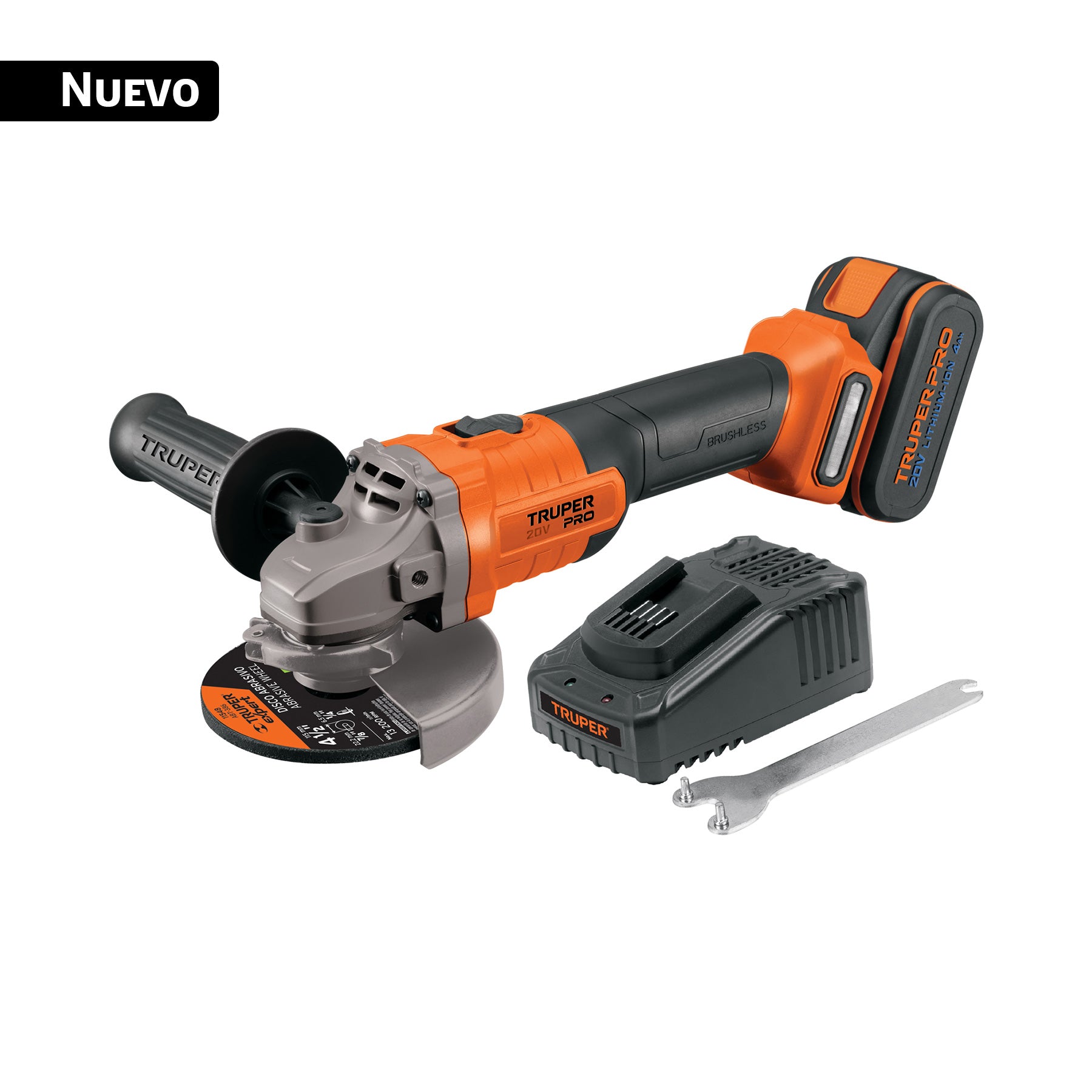 Esmeriladora inalámbrica 4-1/2", 20V, 1 batería 4Ah, PRO