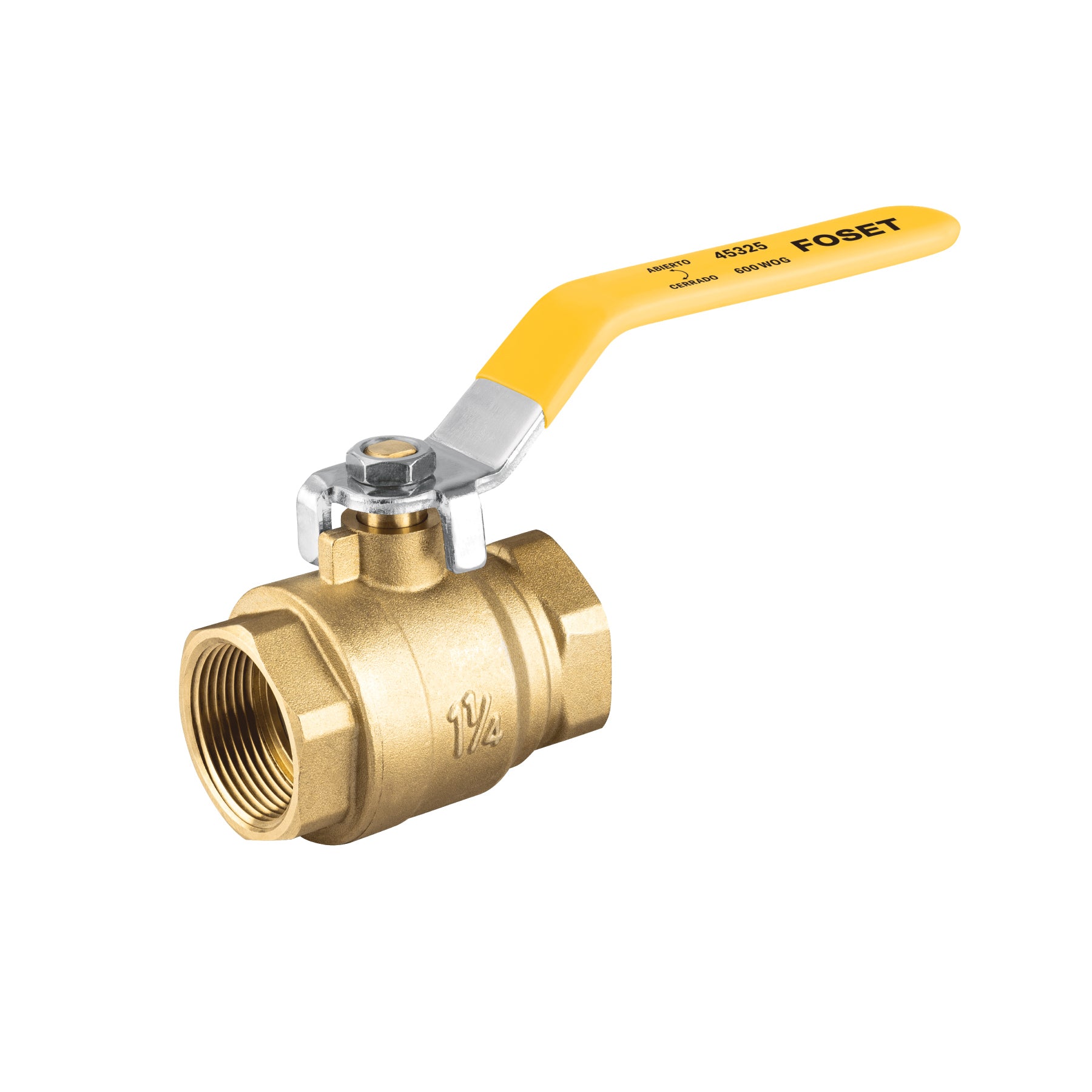 Válvula de esfera para gas, roscable, 1-1/4", alta presión, Foset, ESRO-1-1/4XA, 45325