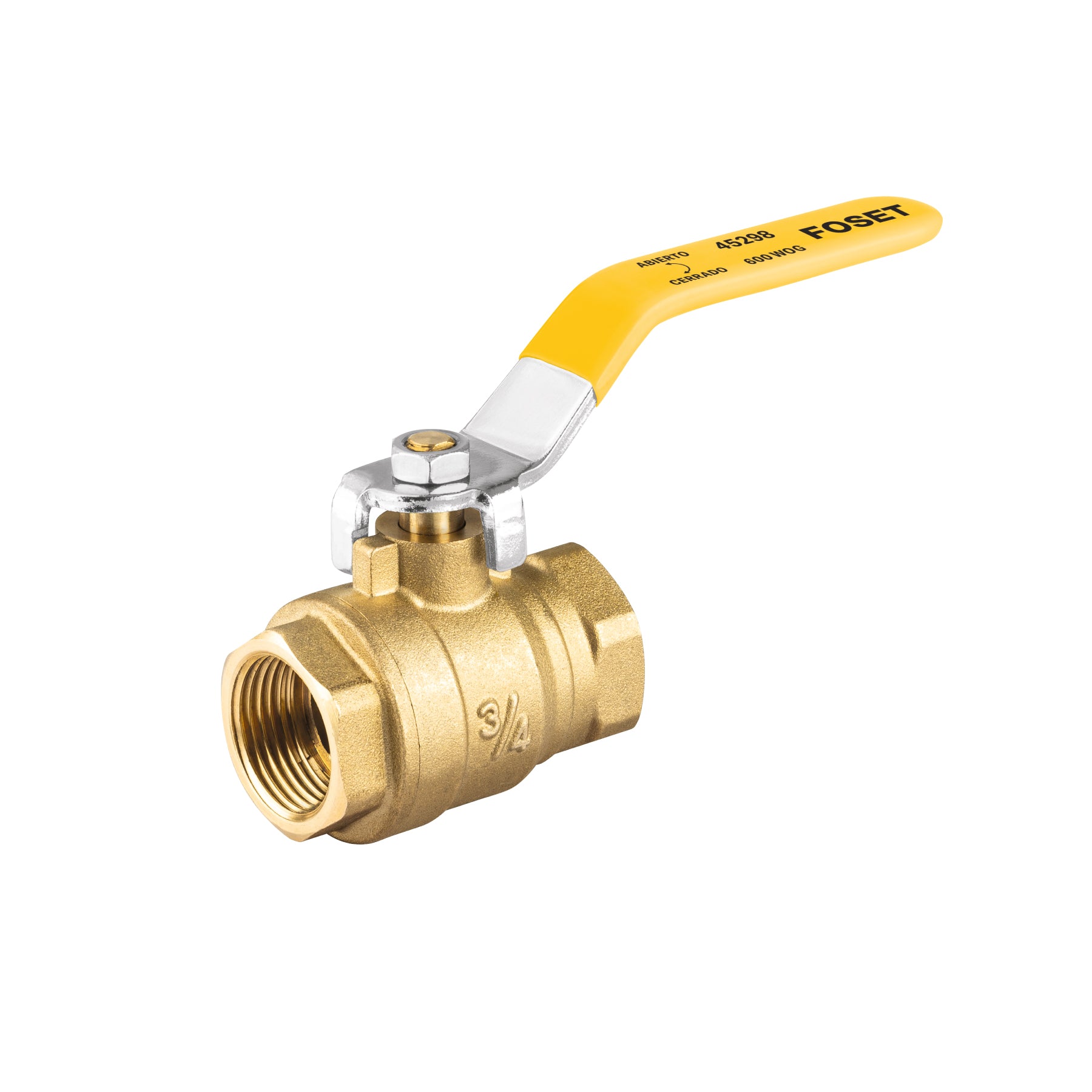 Válvula de esfera para gas, roscable, 3/4", alta presión
