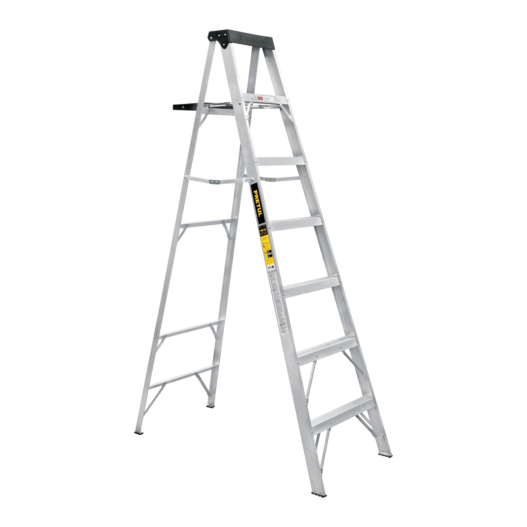 Escalera de tijera tipo III 6 escalones y bandeja, PRETUL