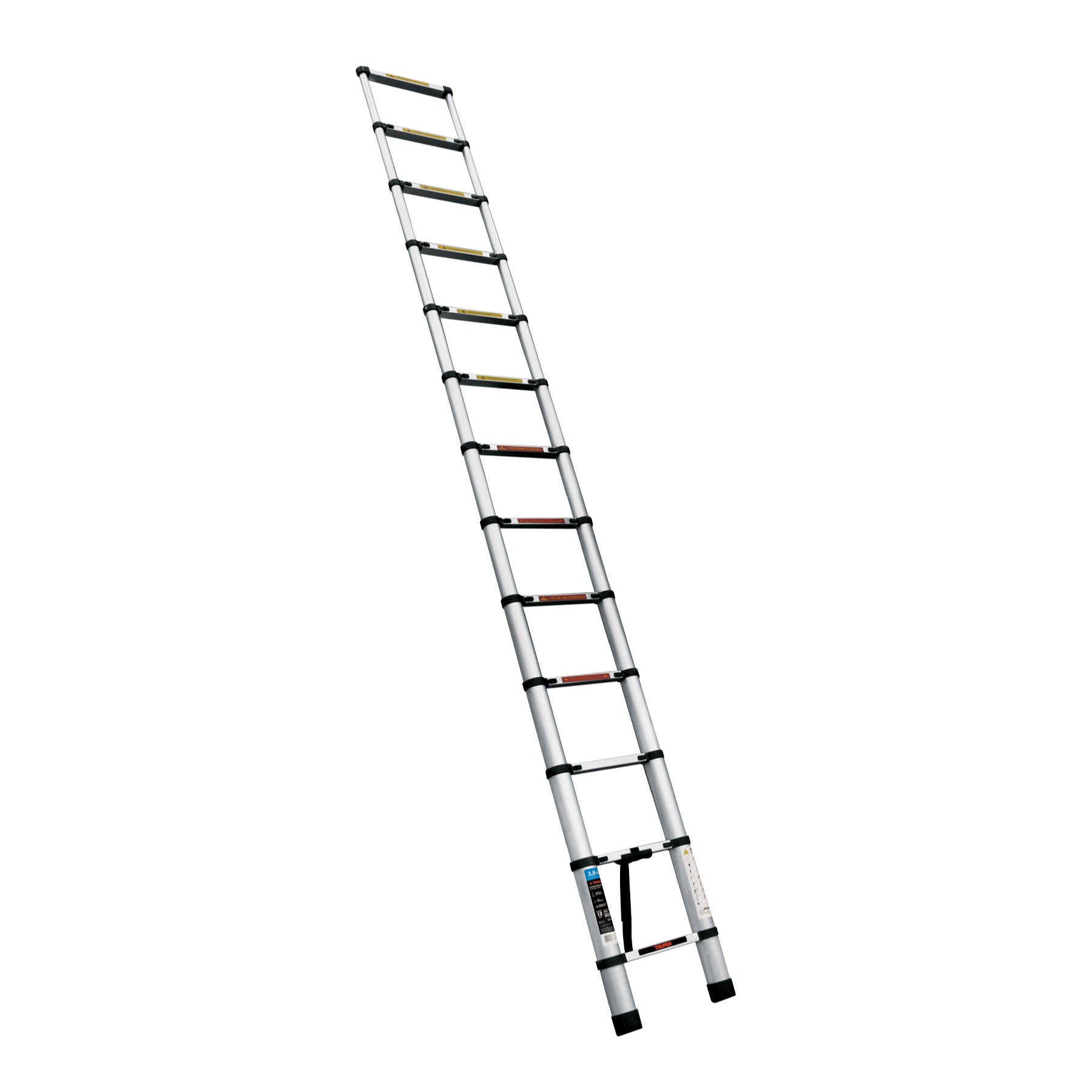 Escalera telescópica,13 peldaños, tipo II, capacidad 102kg