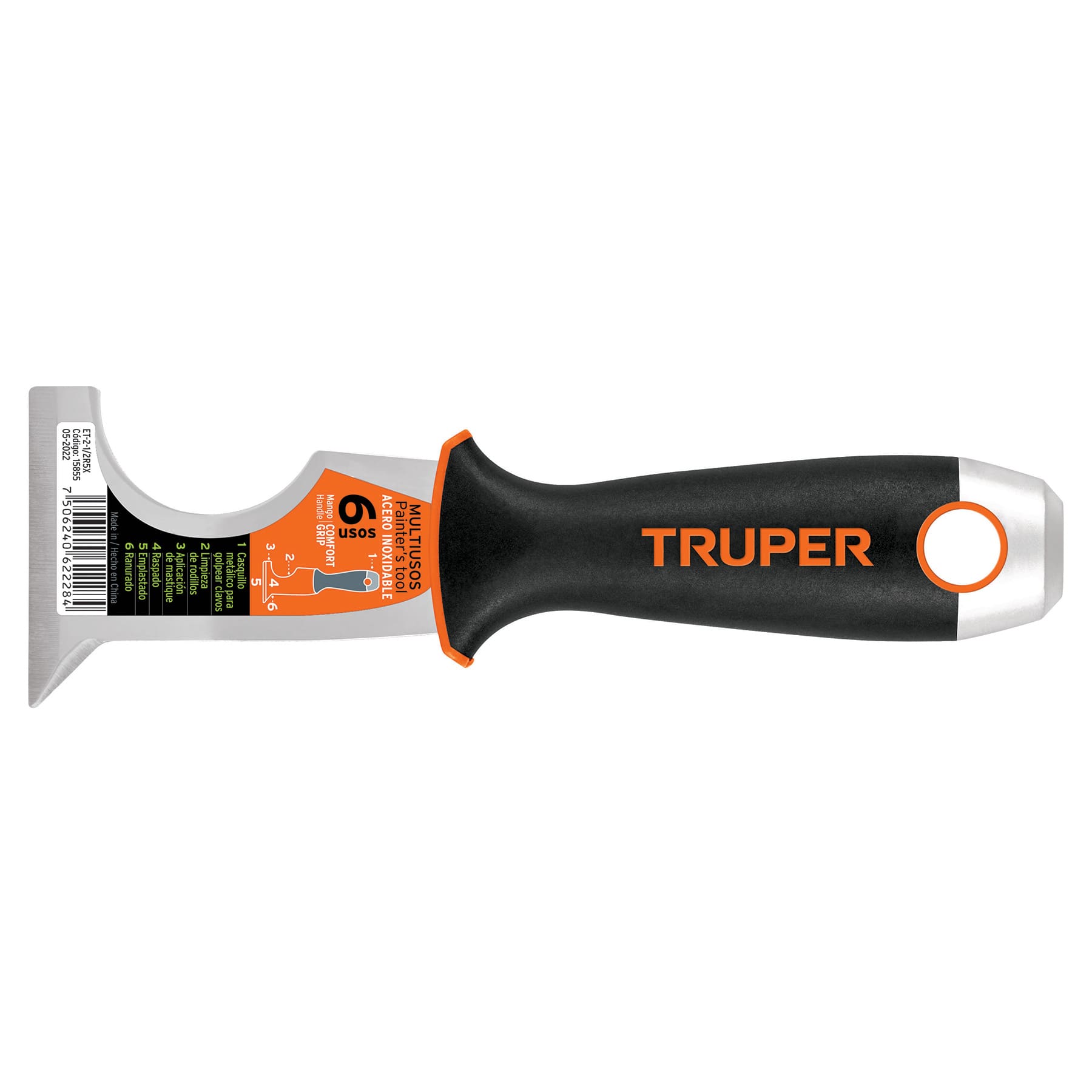Espátula 2-1/2" de 6 usos, acero inoxidable Comfort Grip, Expert