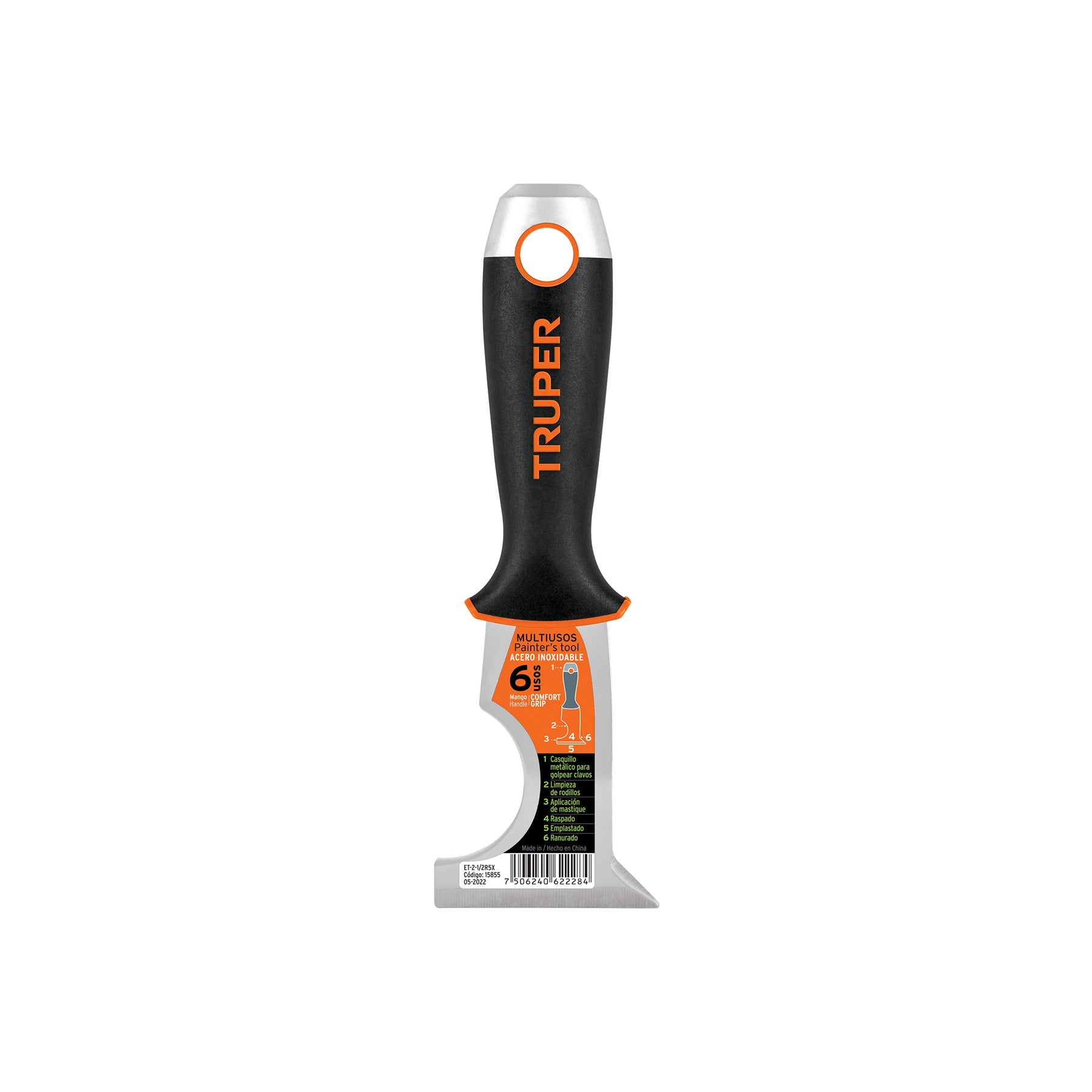 Espátula 2-1/2" de 6 usos, acero inoxidable Comfort Grip, Expert