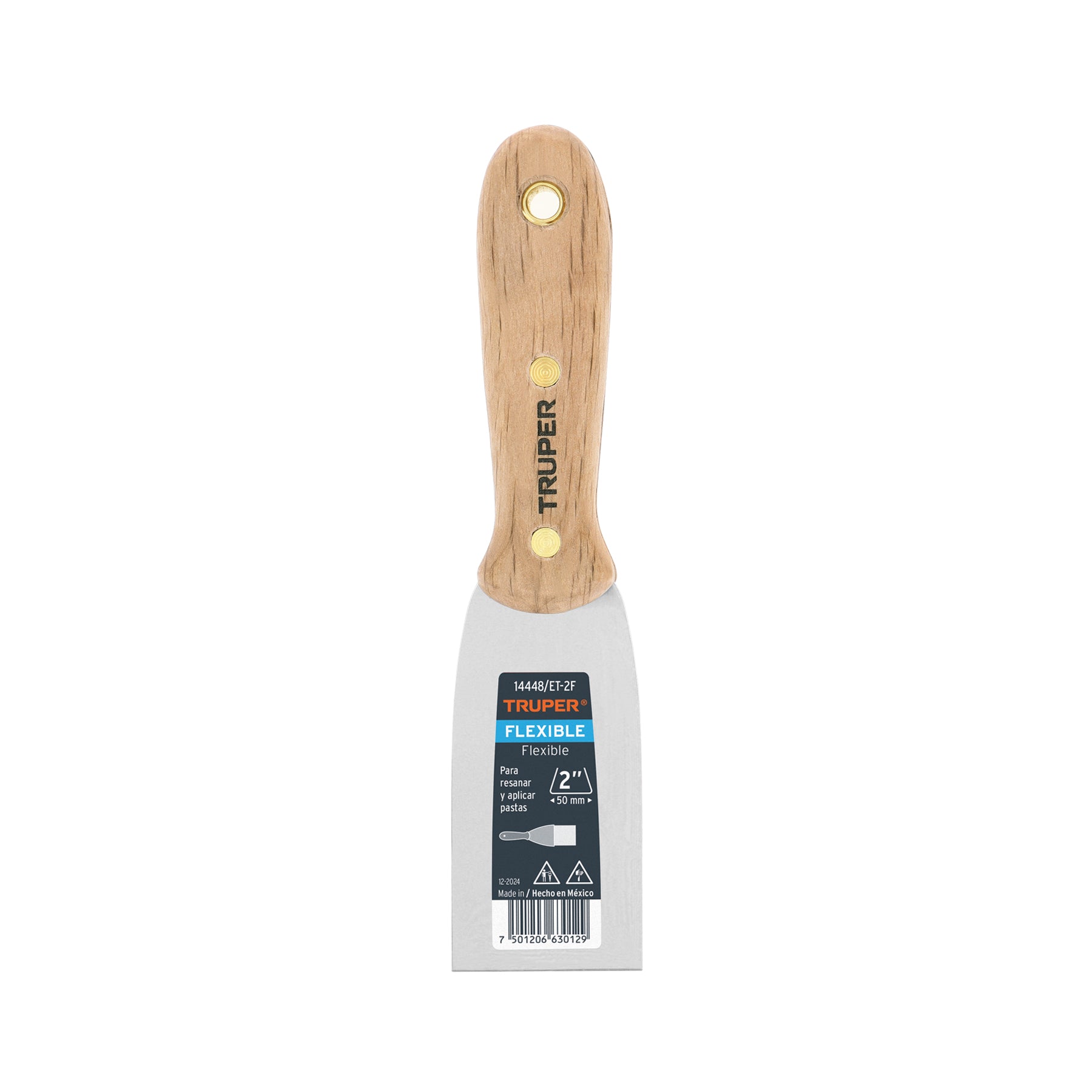 Espátula flexible 2" con mango de madera, Truper