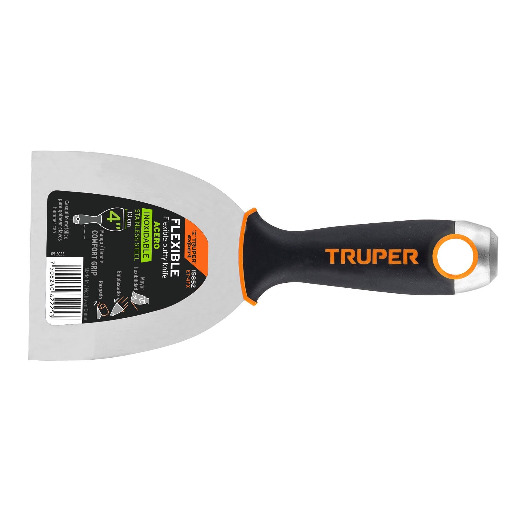 Espátula flexible 4" acero inoxidable mango Comfort Grip, Expert