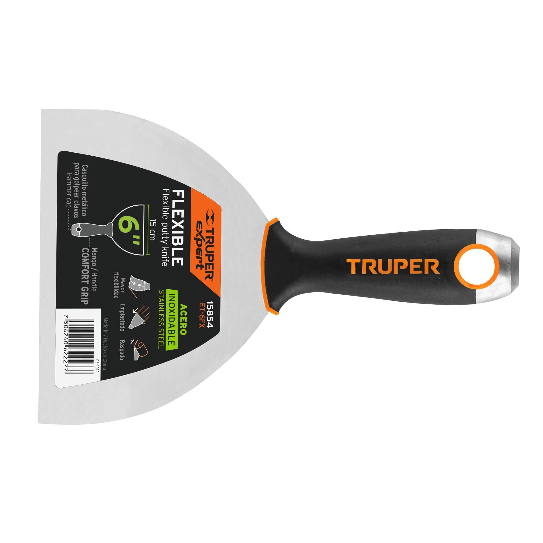Espátula flexible 6" acero inoxidable mango Comfort Grip, Expert