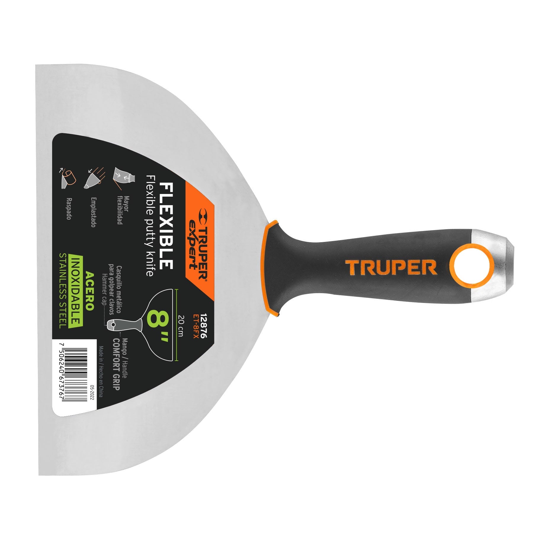 Espátula flexible 8" acero inoxidable mango Comfort Grip, Expert