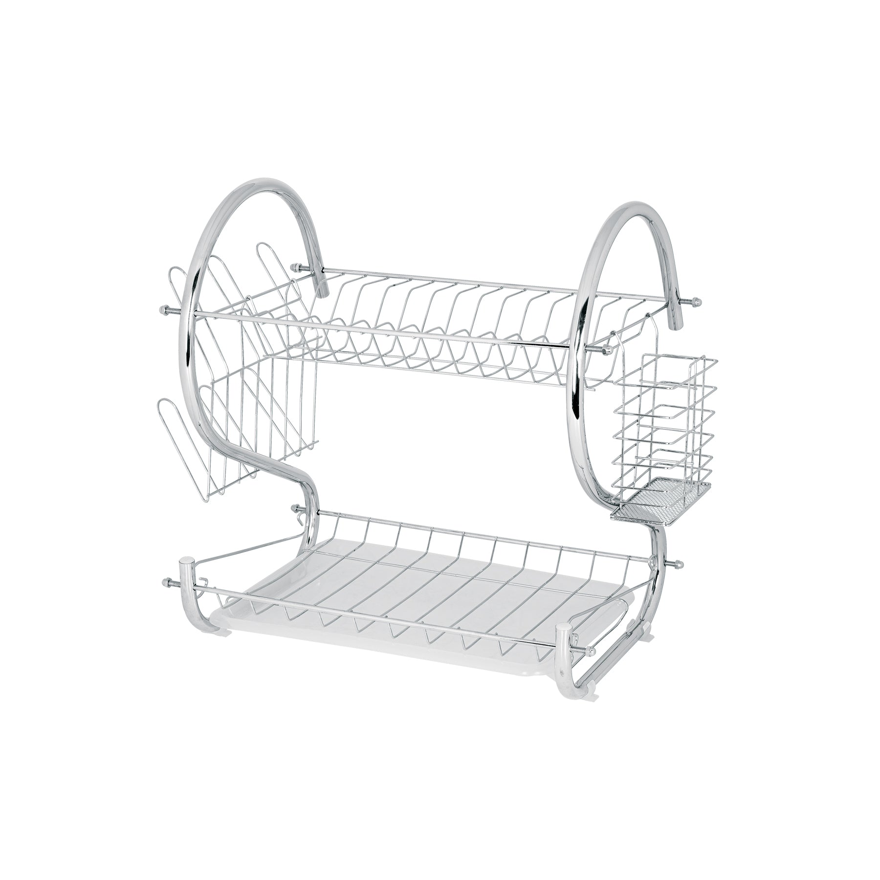 Escurridor de acero cromado con 2 niveles para trastes, Foset, ETR-2, 47908