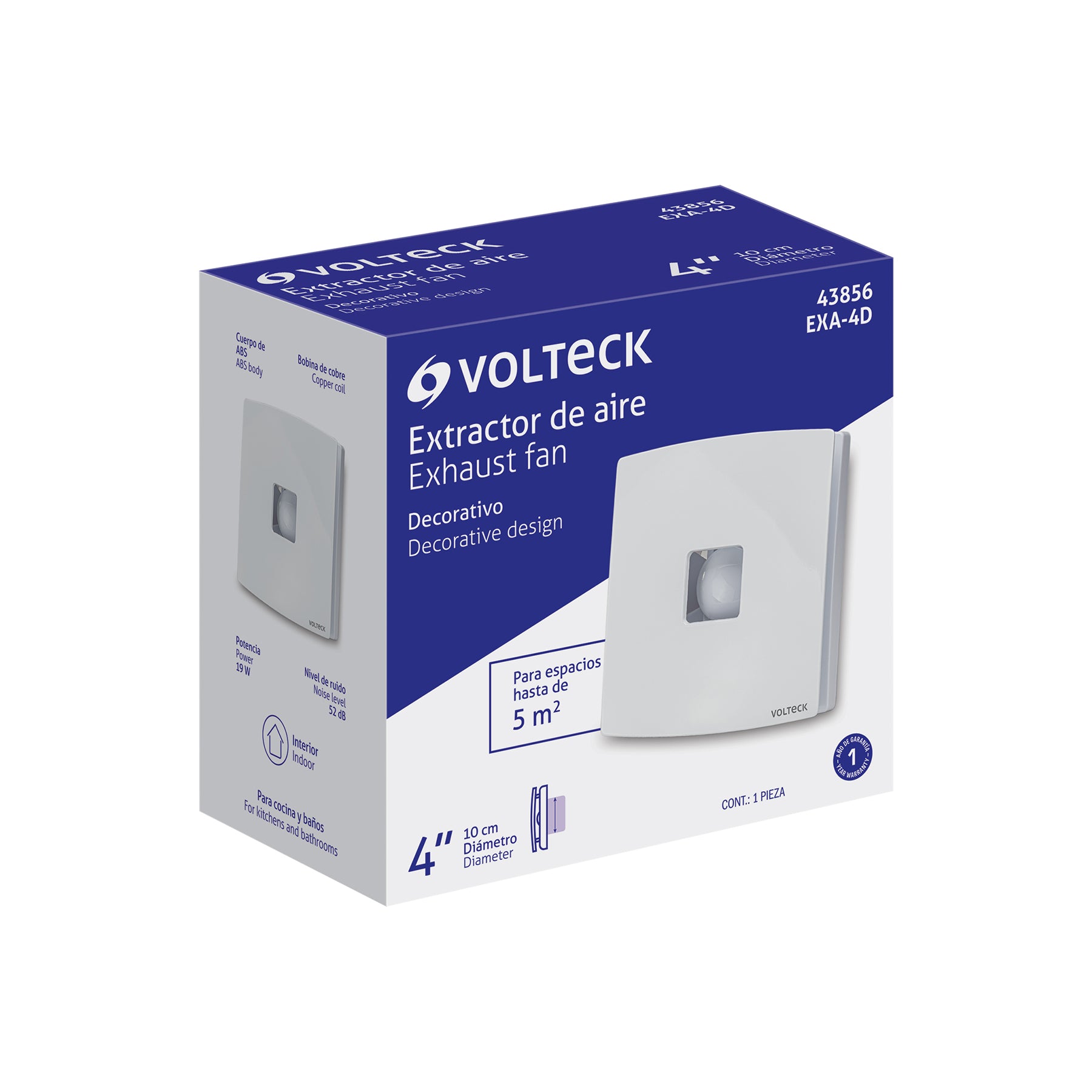 Extractor de aire de 4", decorativo, Volteck, EXA-4D, 43856