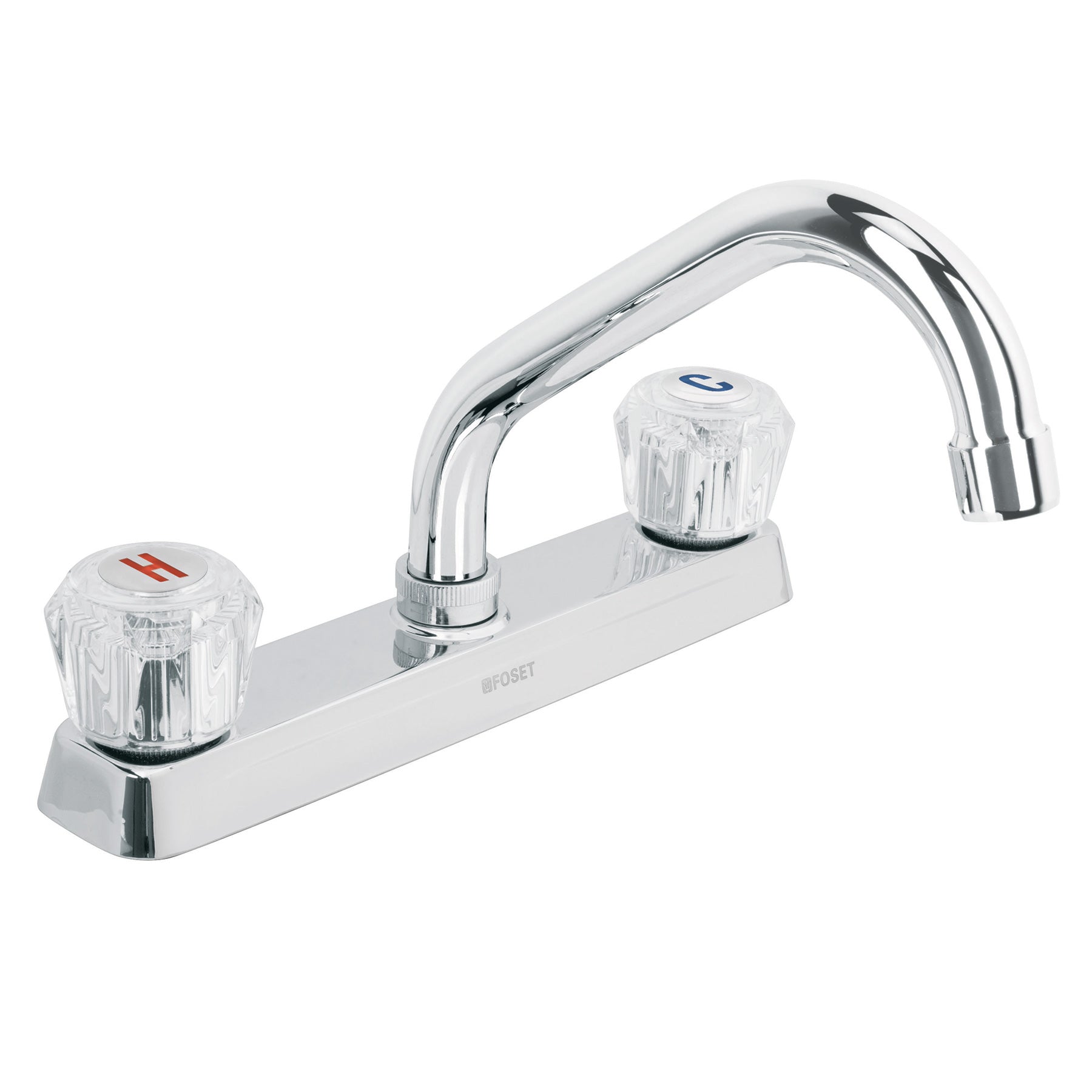 Mezcladora 8" fregadero cromo, cuello corto, acrílico, BASIC