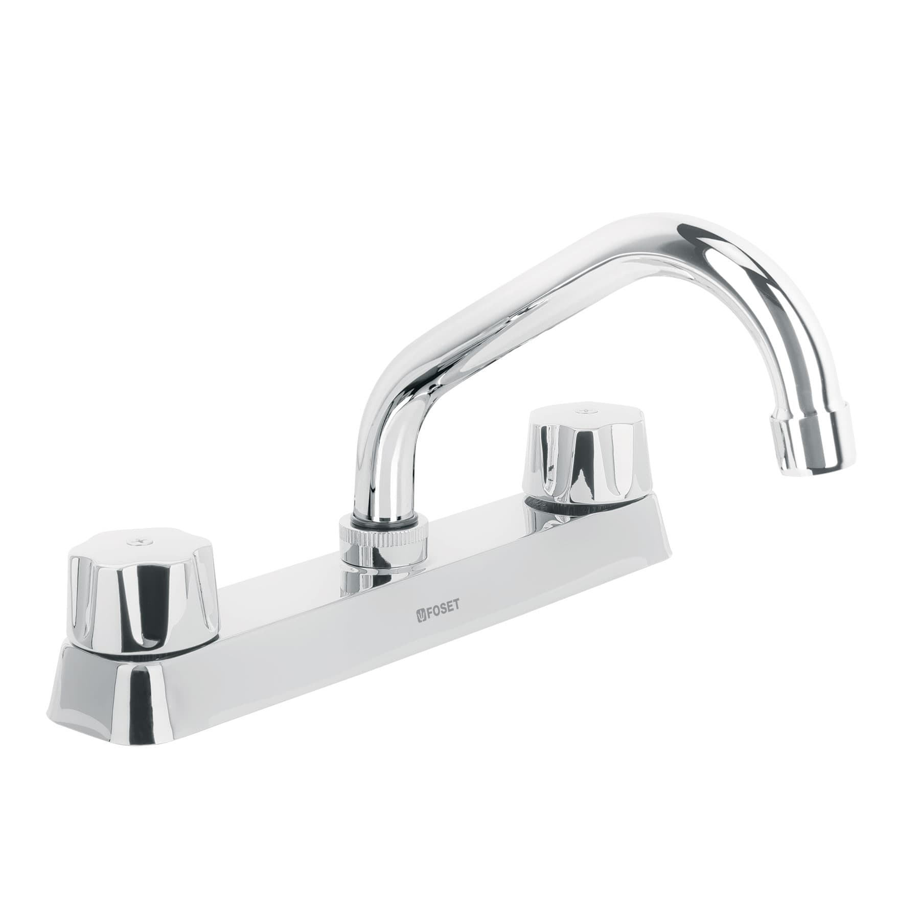 Mezcladora 8" fregadero cromo, cuello corto,hexagonal, BASIC