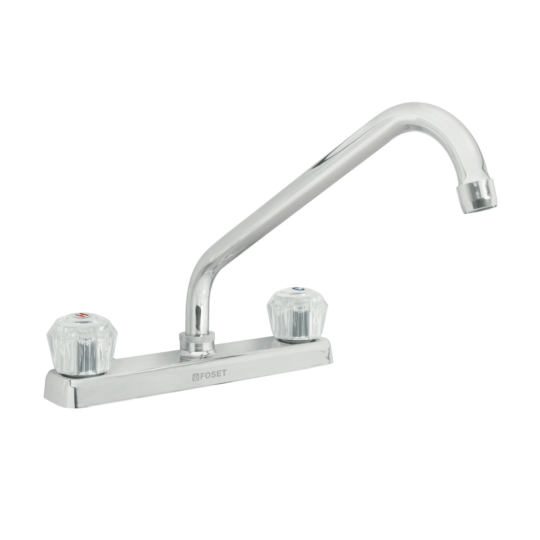 Mezcladora 8" fregadero cromo, cuello largo, acrílico, BASIC