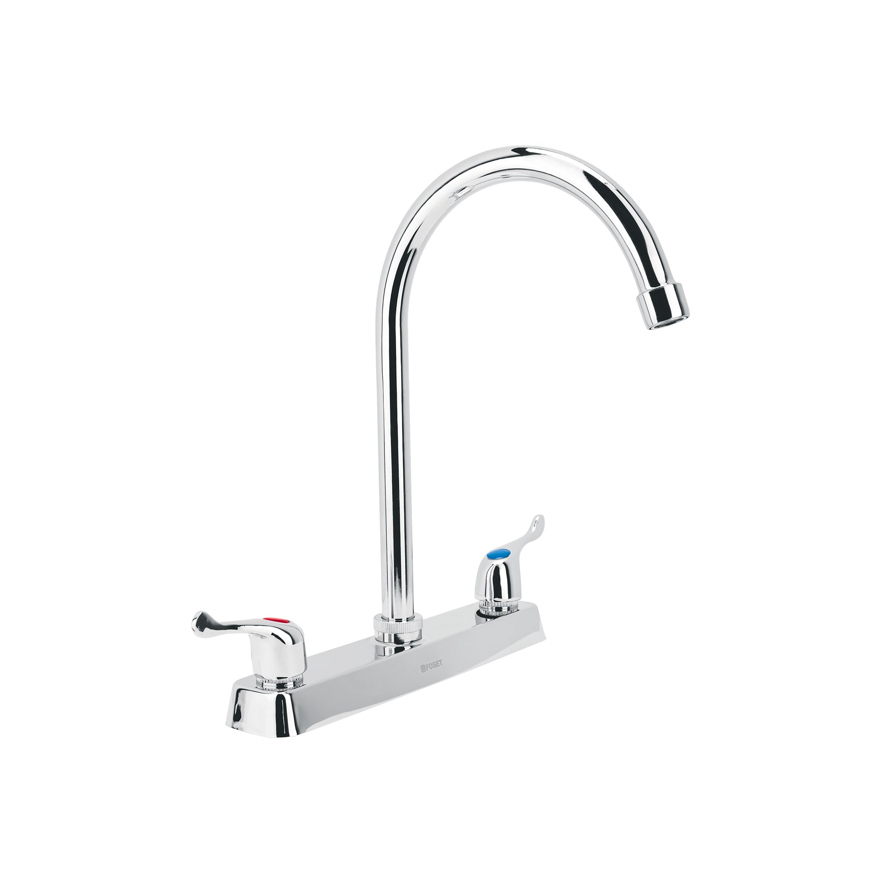 Mezcladora 8" fregadero cromo, cuello curvo, palanca, BASIC, Foset, F-320P, 45618
