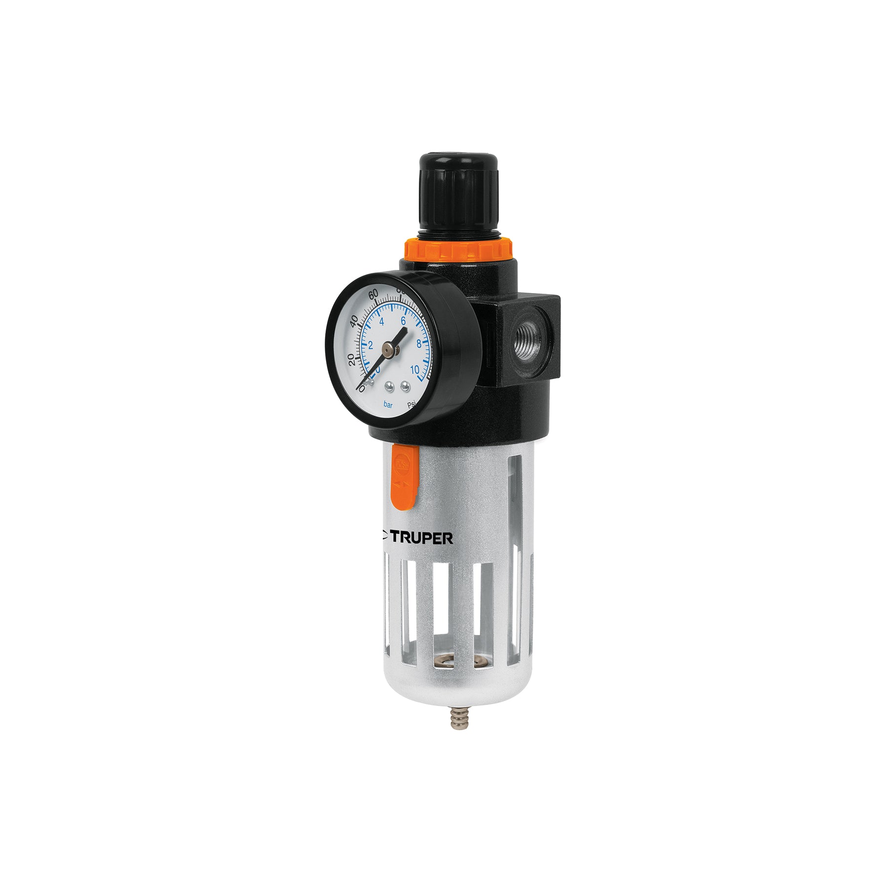 Filtro y regulador, presión de aire, cuerda 1/4" NPT, Truper