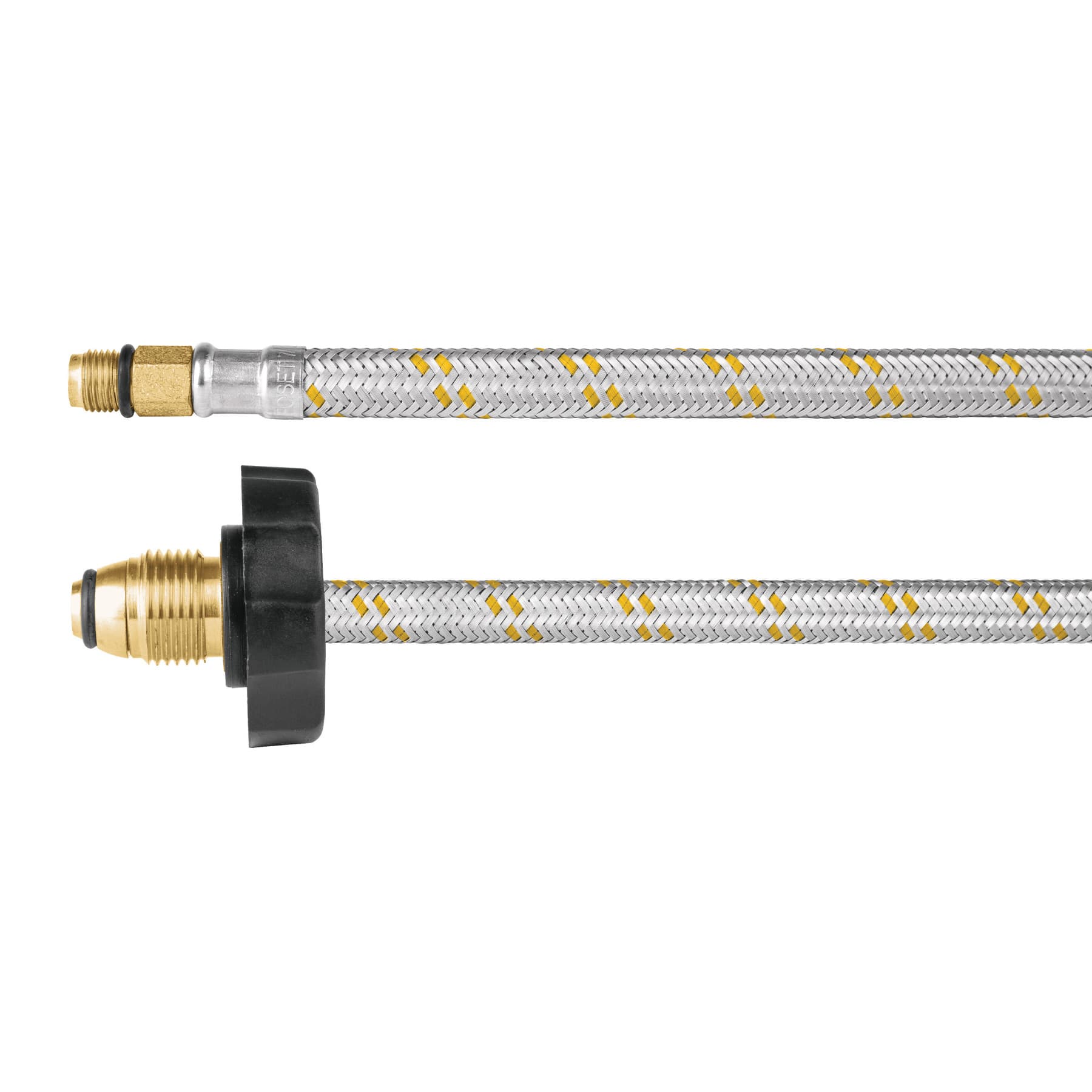 Manguera pigtail, acero inoxidable 7/16" x 7/8", 55 cm, Foset