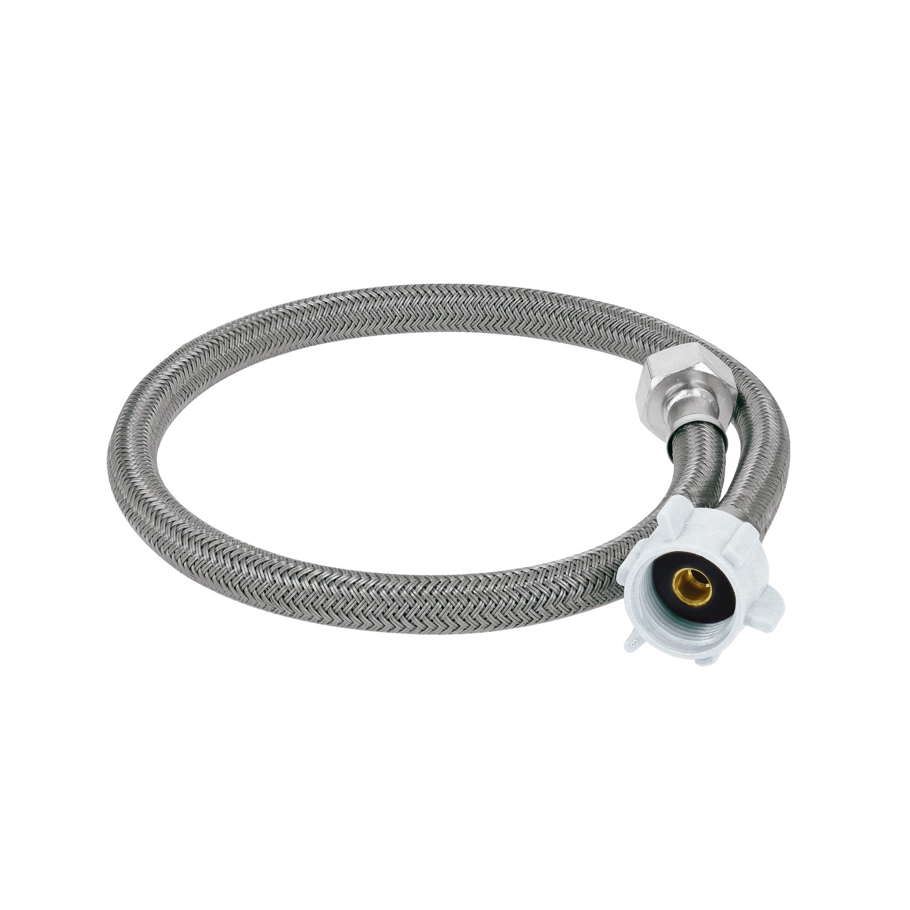 Manguera para WC, vinilo gris, 1/2"x7/8", 60cm, plástico/latón, Foset, FWC-P60V, 49524