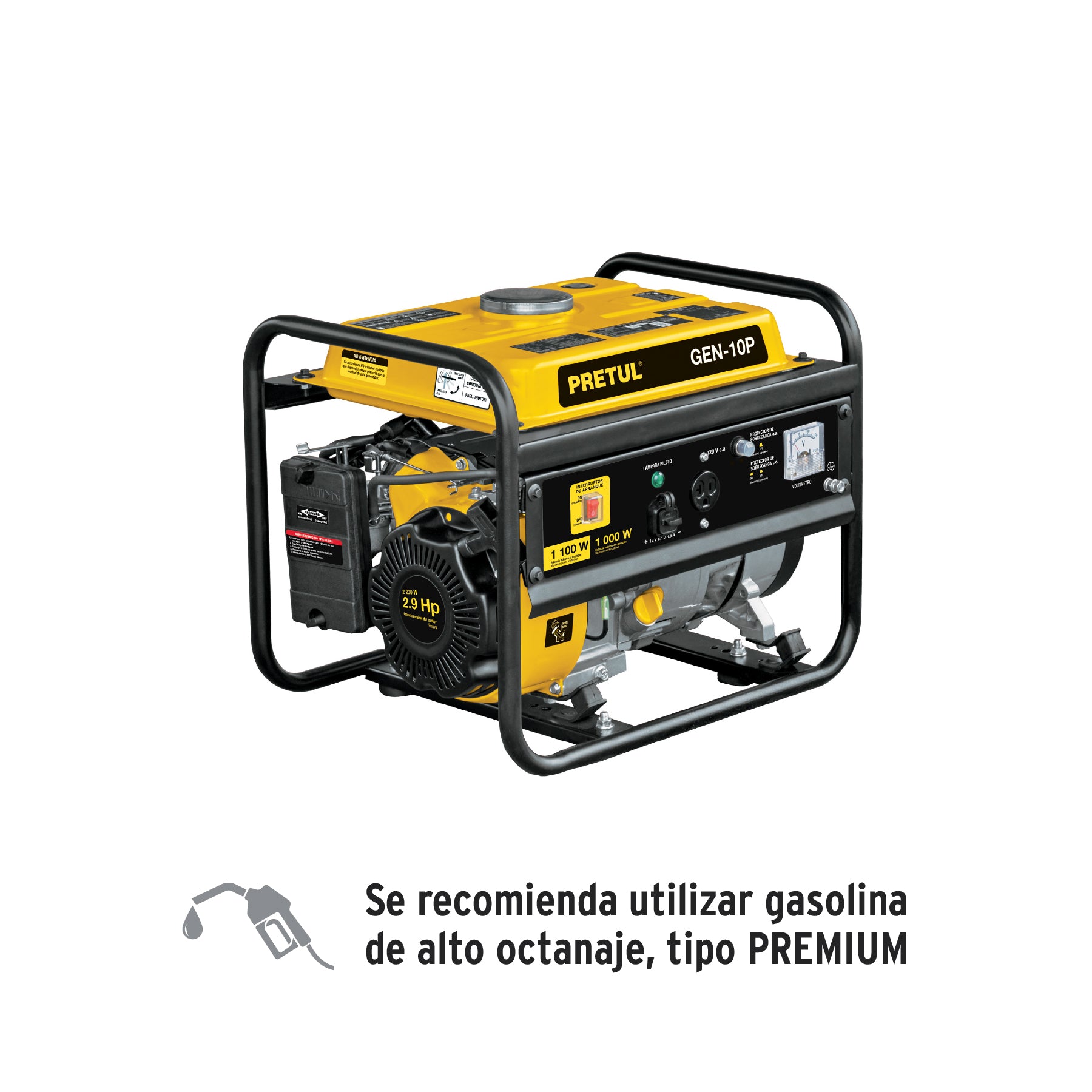 Generador portátil 1 kW motor a gasolina, Pretul