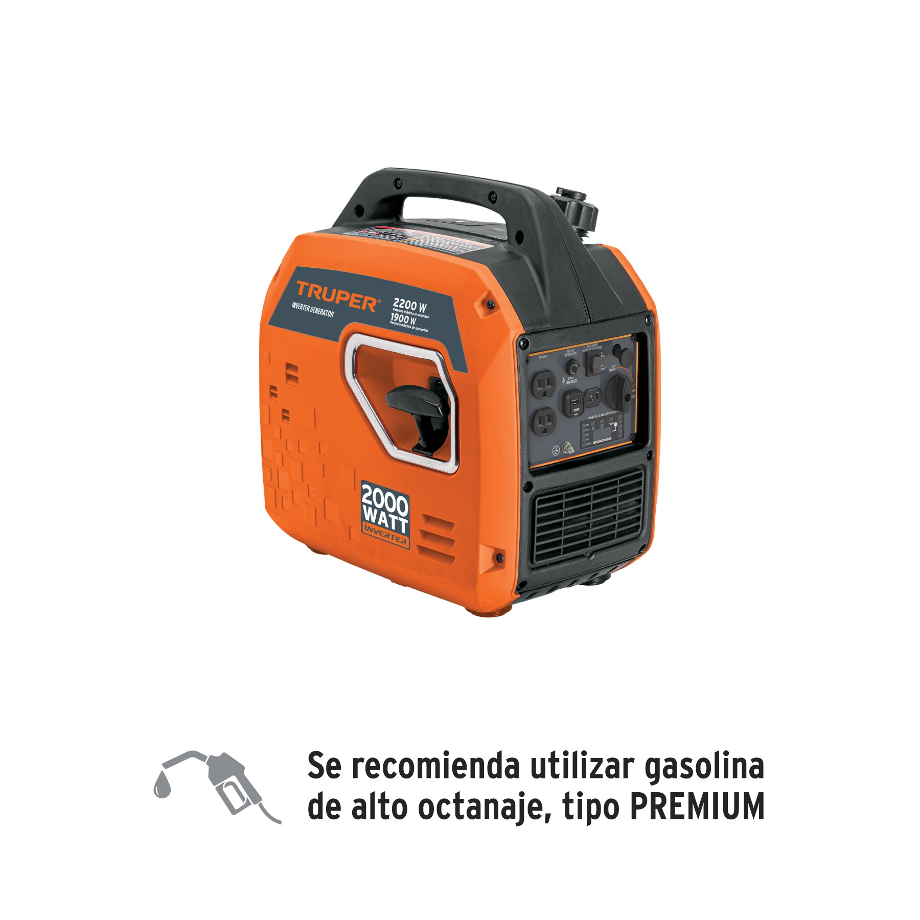 Generador silencioso inverter 2.2kW, 80 cc, encendido manual
